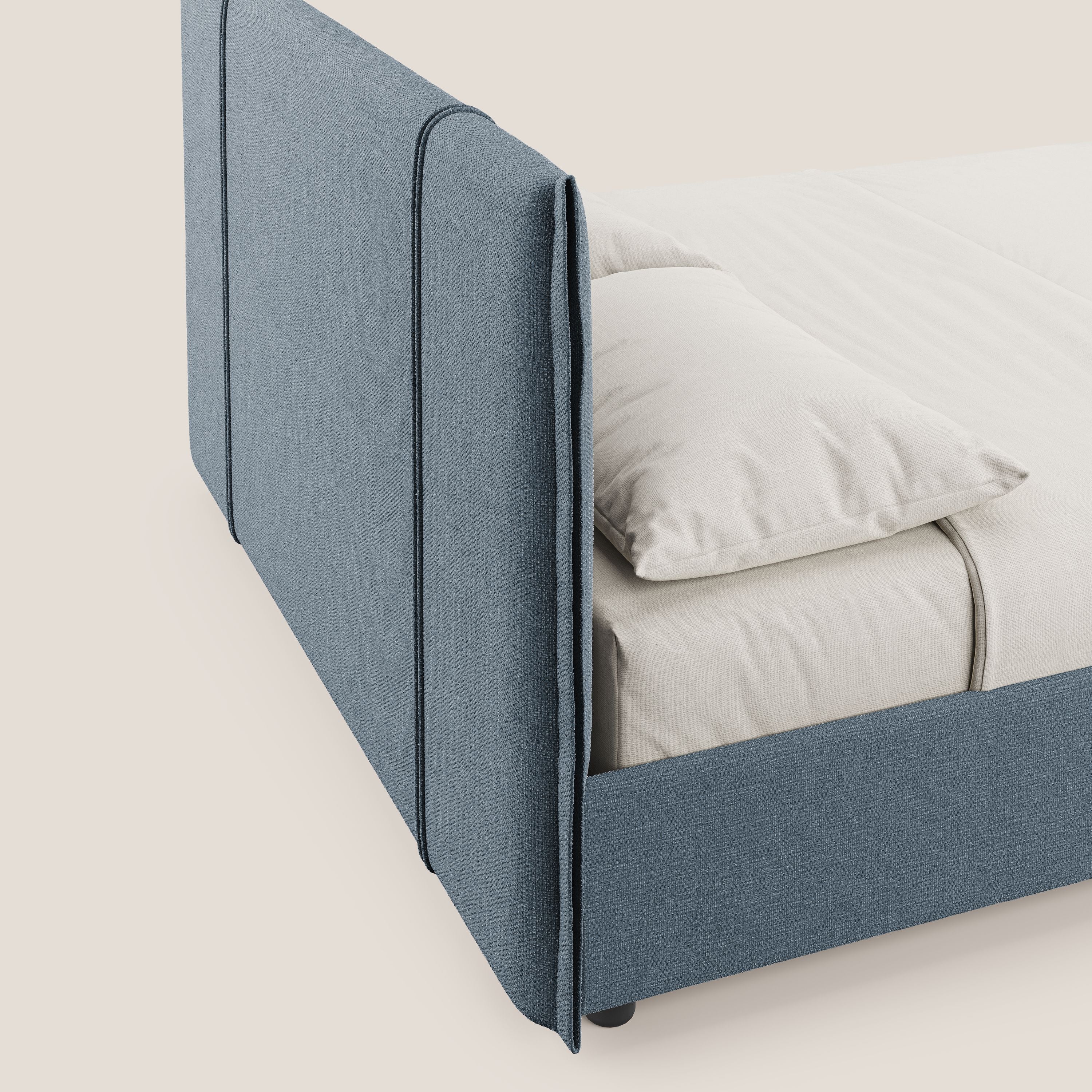 Alicia lit rembourré avec coffre de rangement en tissu imperméable T14 sucre glace - Image 7