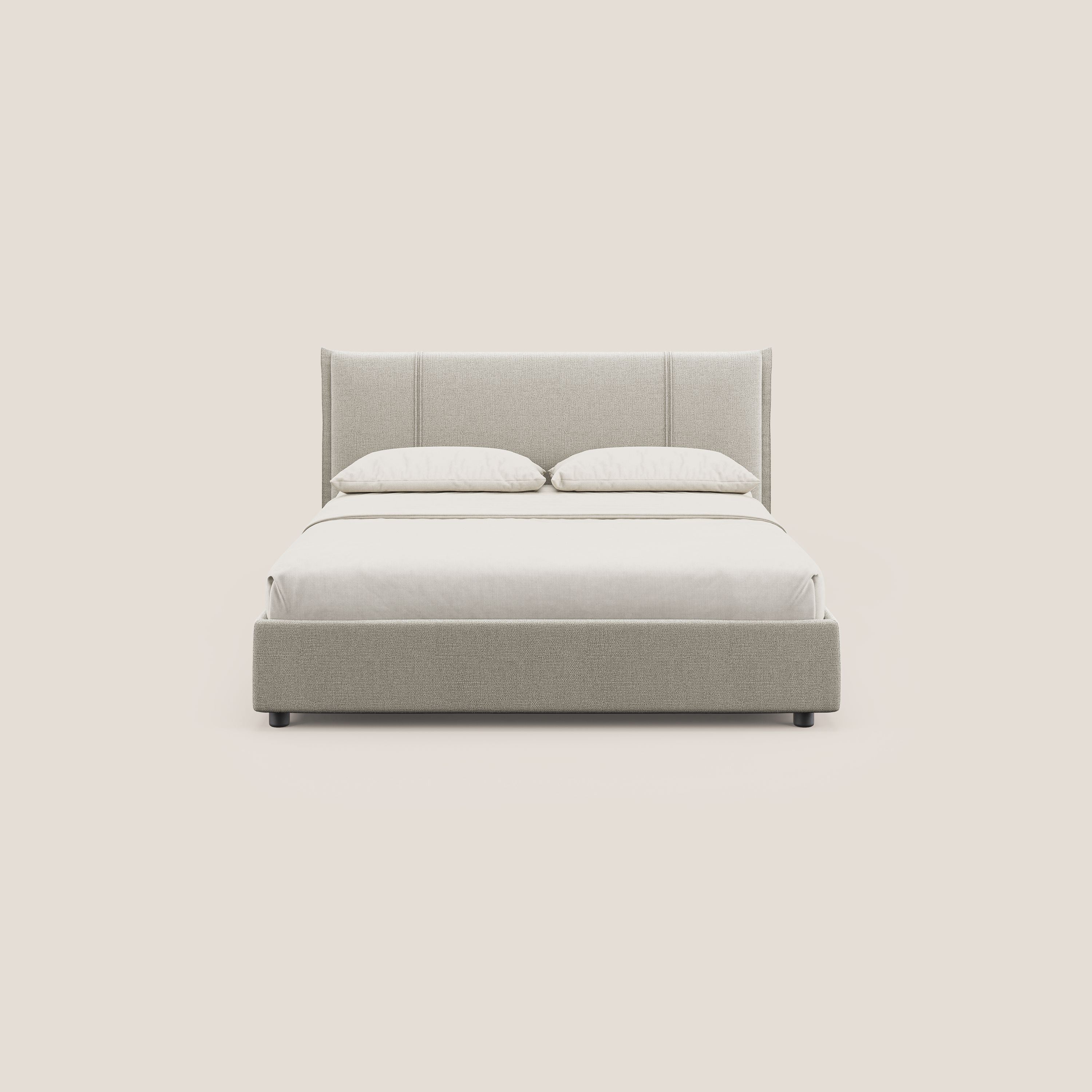 Alicia lit rembourré avec coffre de rangement en tissu imperméable T14 Taupe tortora - Image 3