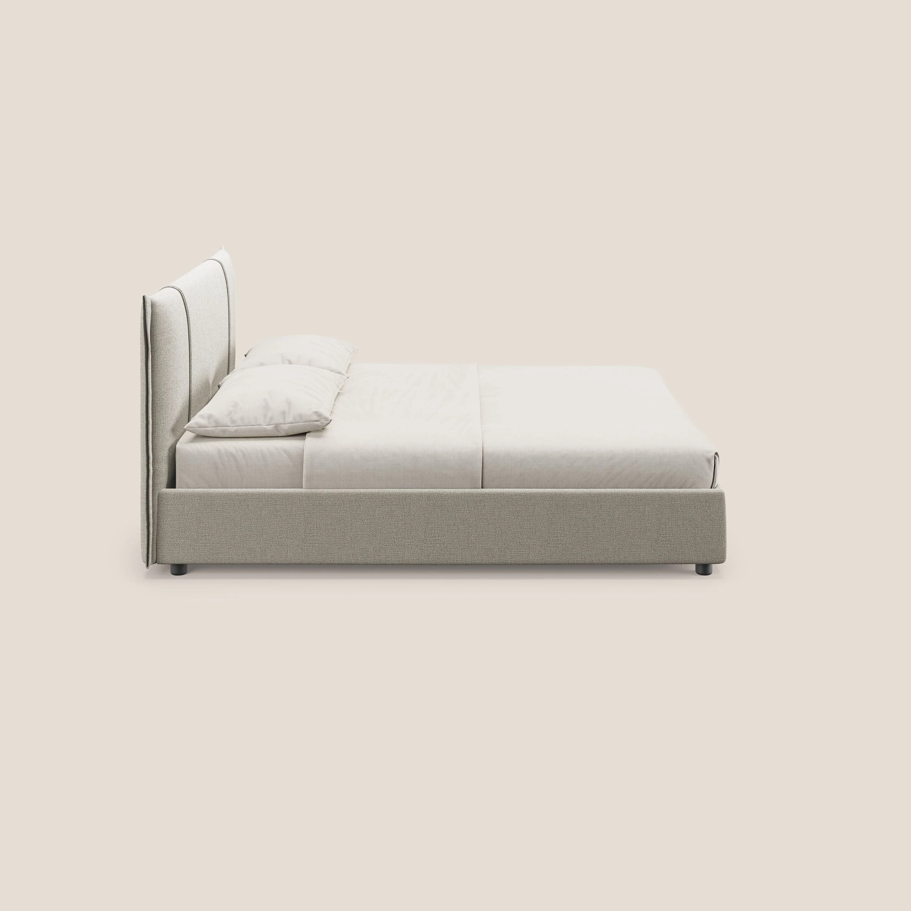 Alicia lit rembourré avec coffre de rangement en tissu imperméable T14 Taupe tortora - Image 4