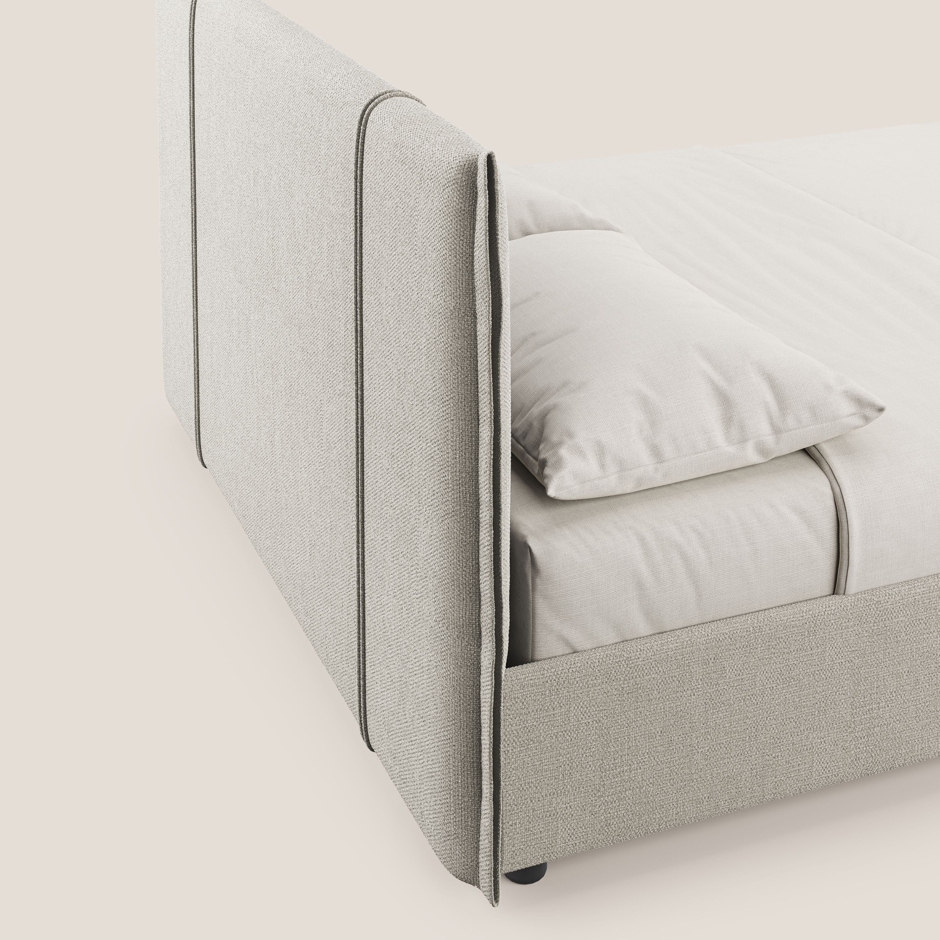 Alicia lit rembourré avec coffre de rangement en tissu imperméable T14 Taupe tortora - Image 7