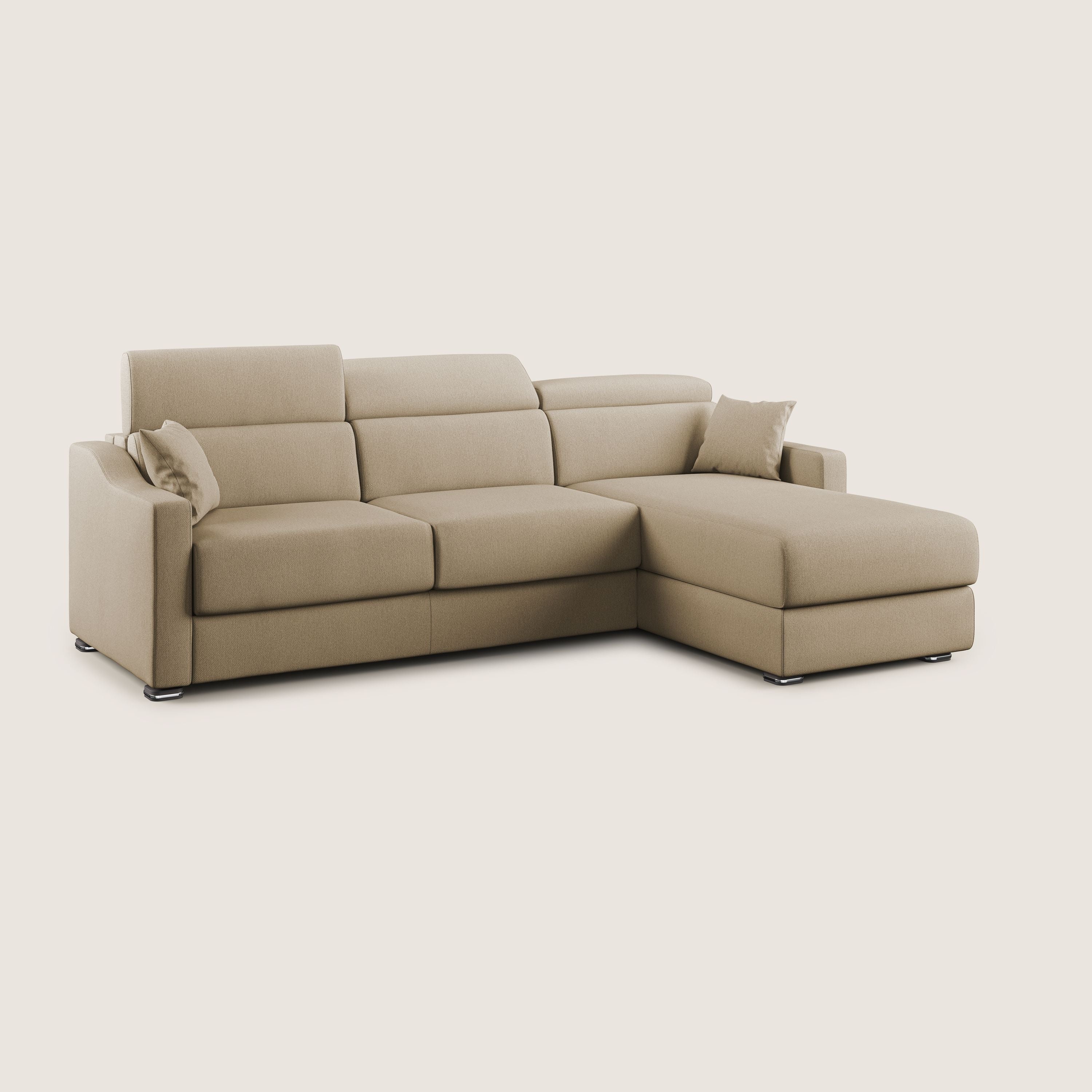 Amber canapé d'angle convertible en tissu détachable T05 beige - Image 3