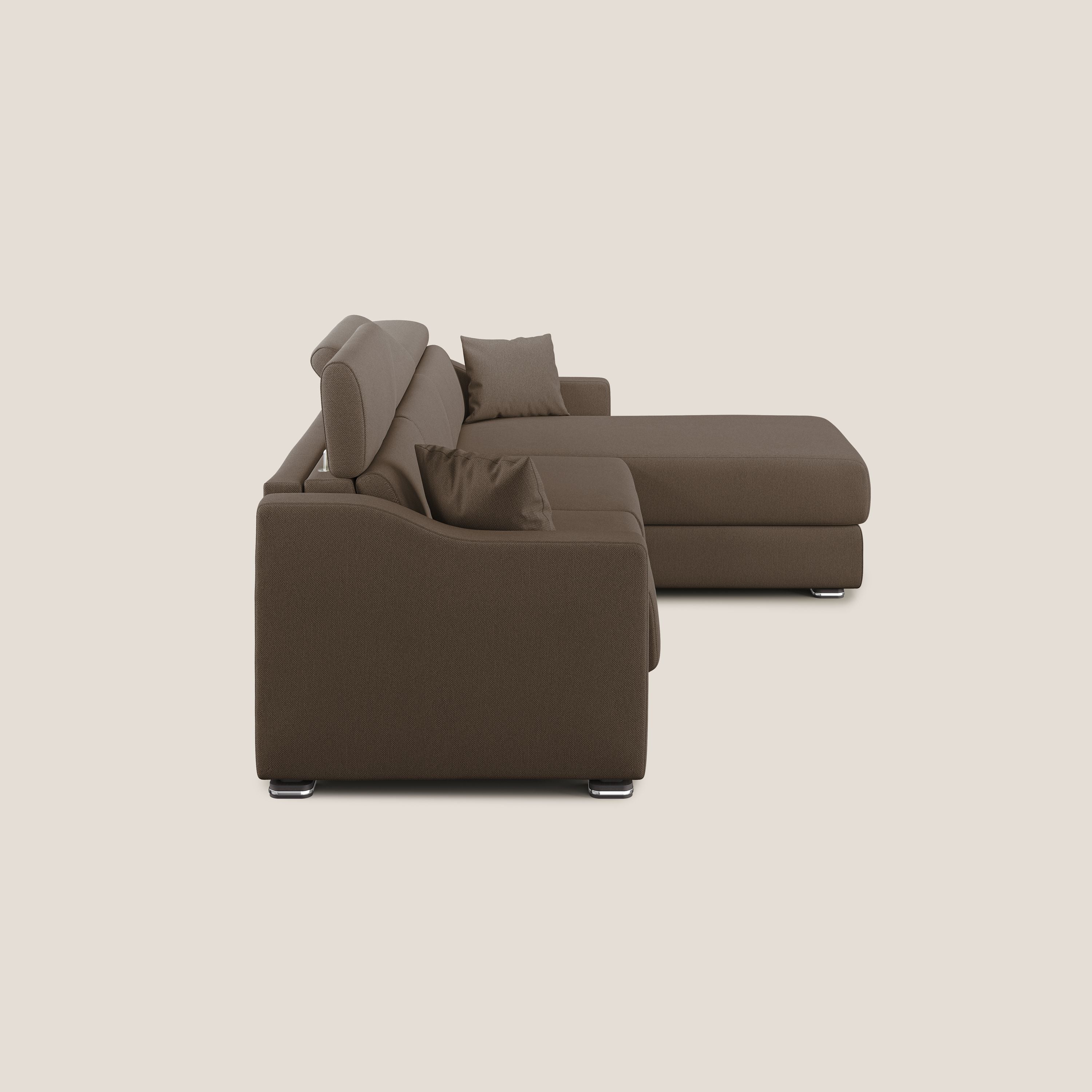 Amber canapé d'angle convertible en tissu détachable T05 marron - Image 8