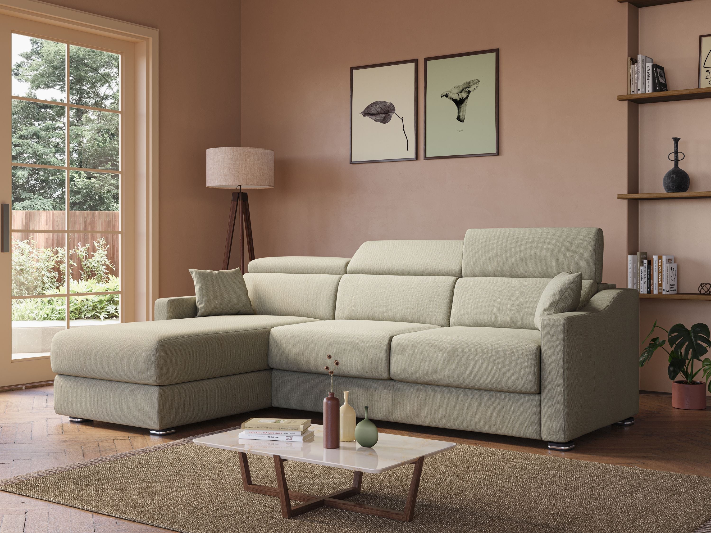Amber canapé d'angle convertible en tissu détachable T05 vert - Image 7