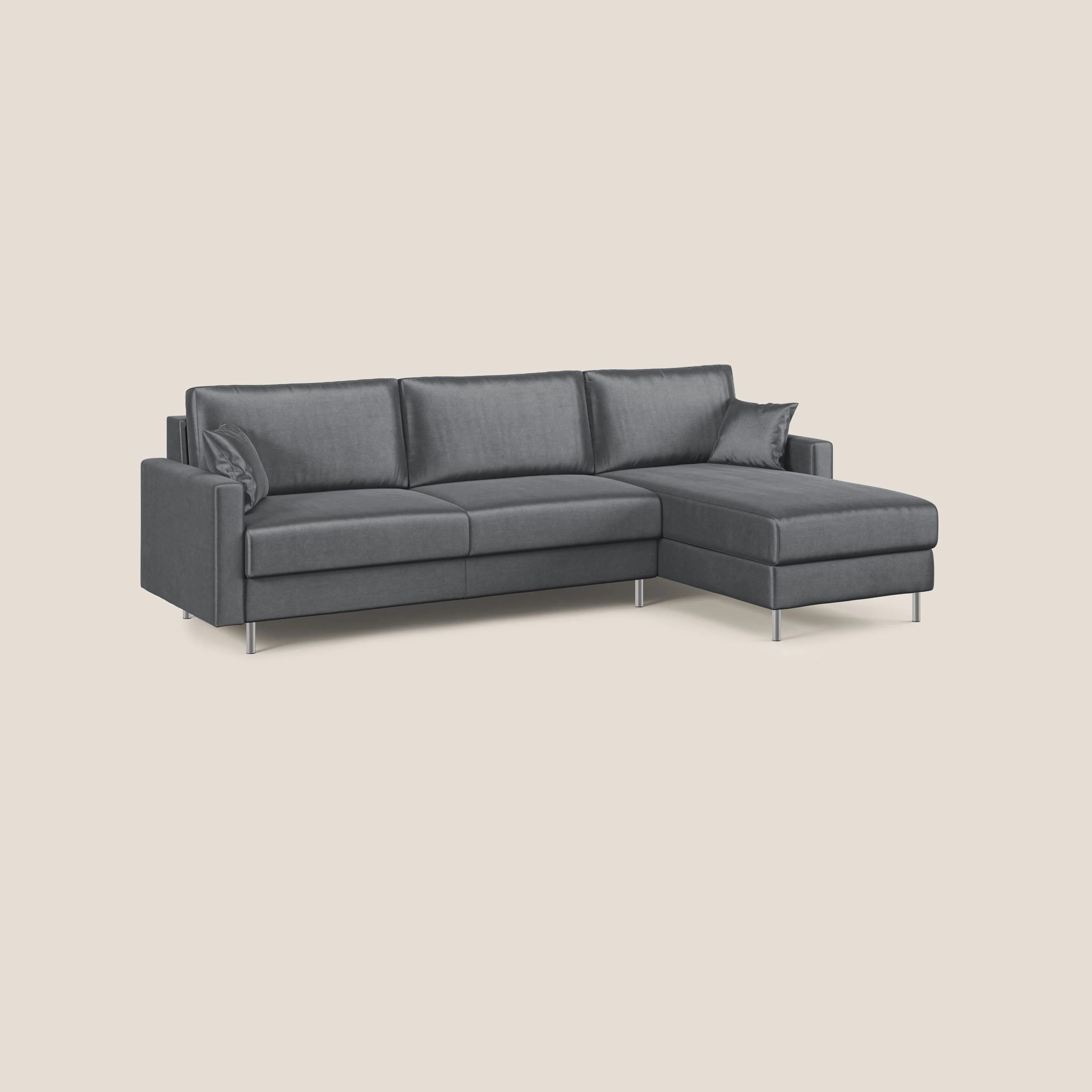Andromeda canapé d'angle convertible en velours doux et imperméable T01 anthracite - Image 3