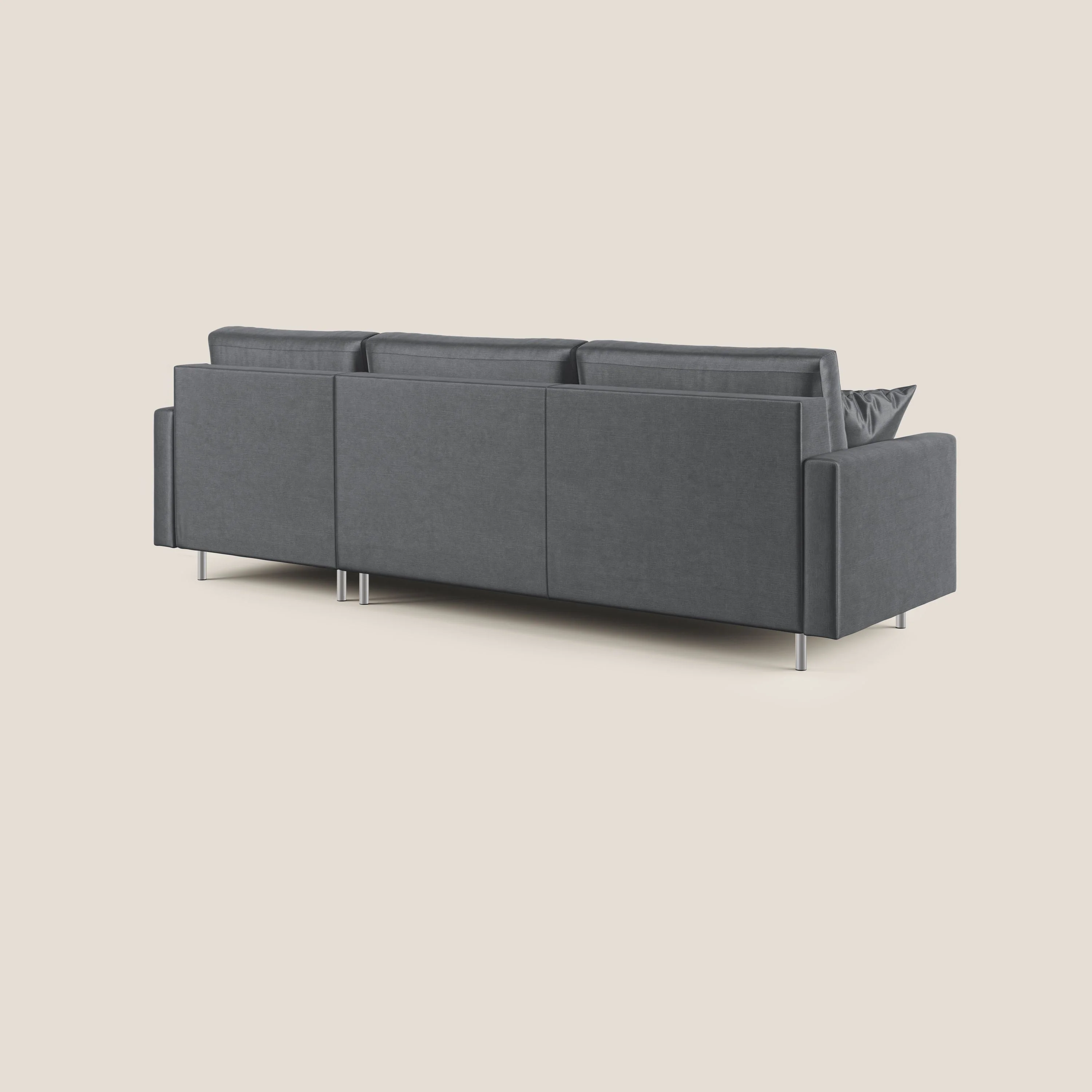 Andromeda canapé d'angle convertible en velours doux et imperméable T01 anthracite - Image 6