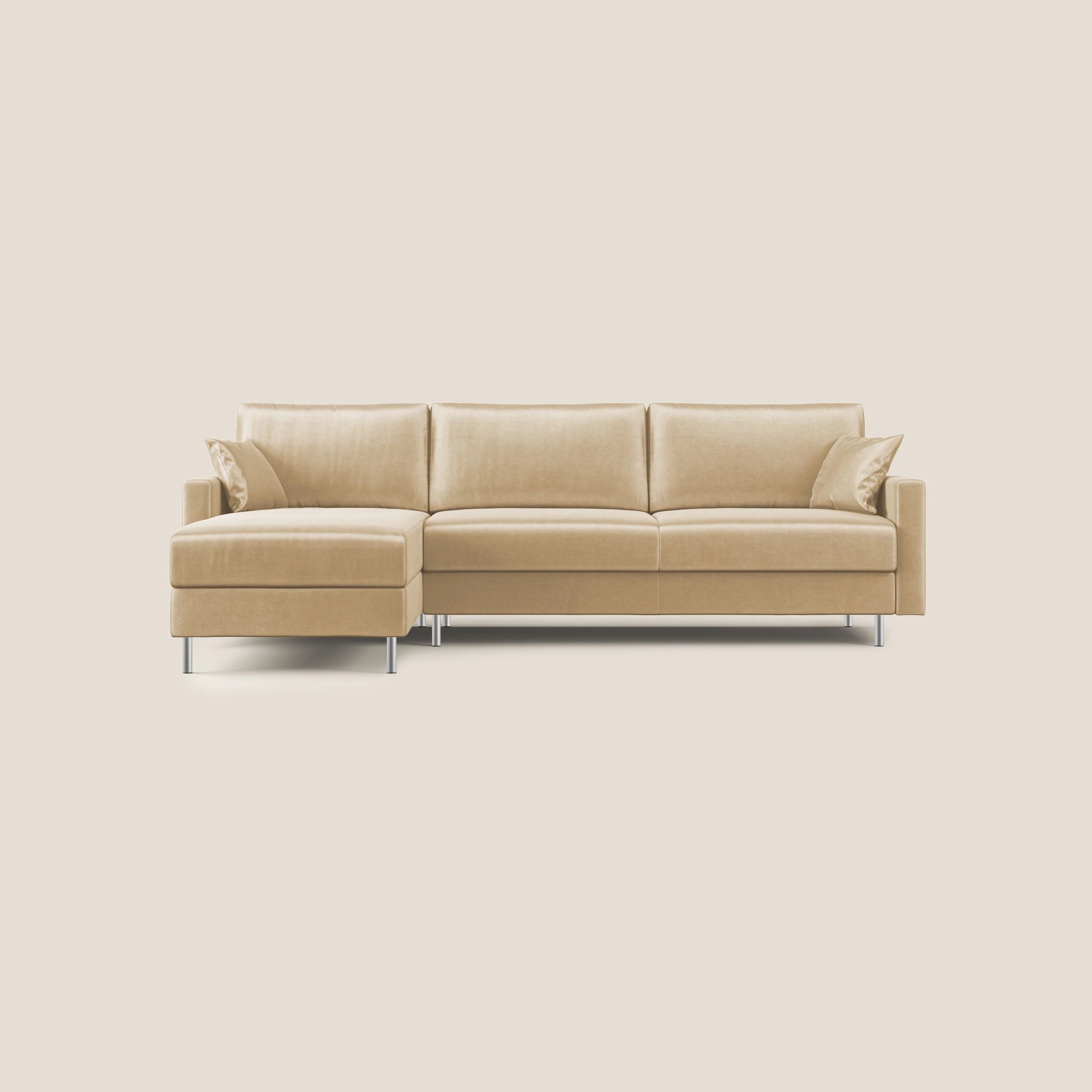 Andromeda canapé d'angle convertible en velours doux et imperméable T01 beige - Image 11