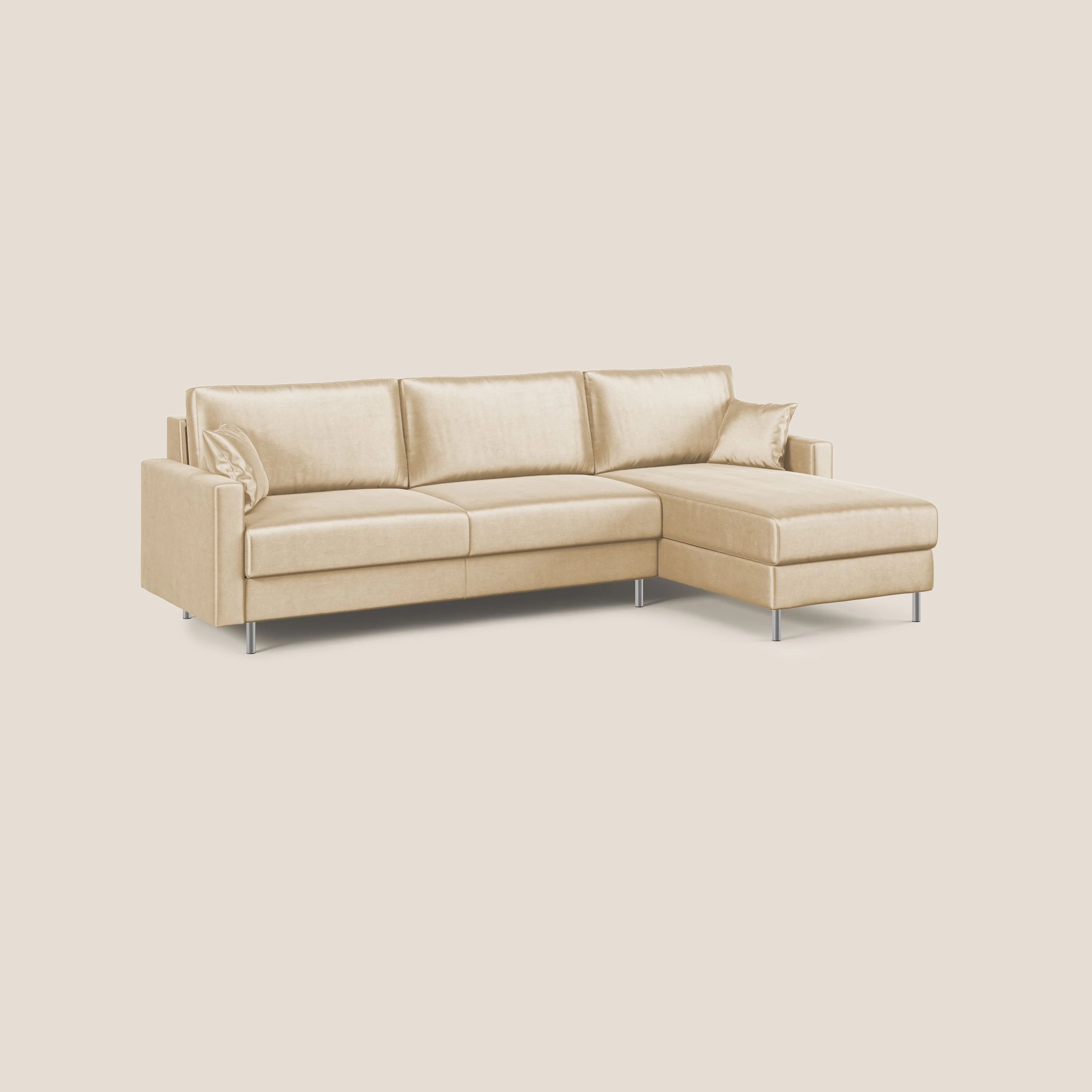 Andromeda canapé d'angle convertible en velours doux et imperméable T01 beige - Image 3