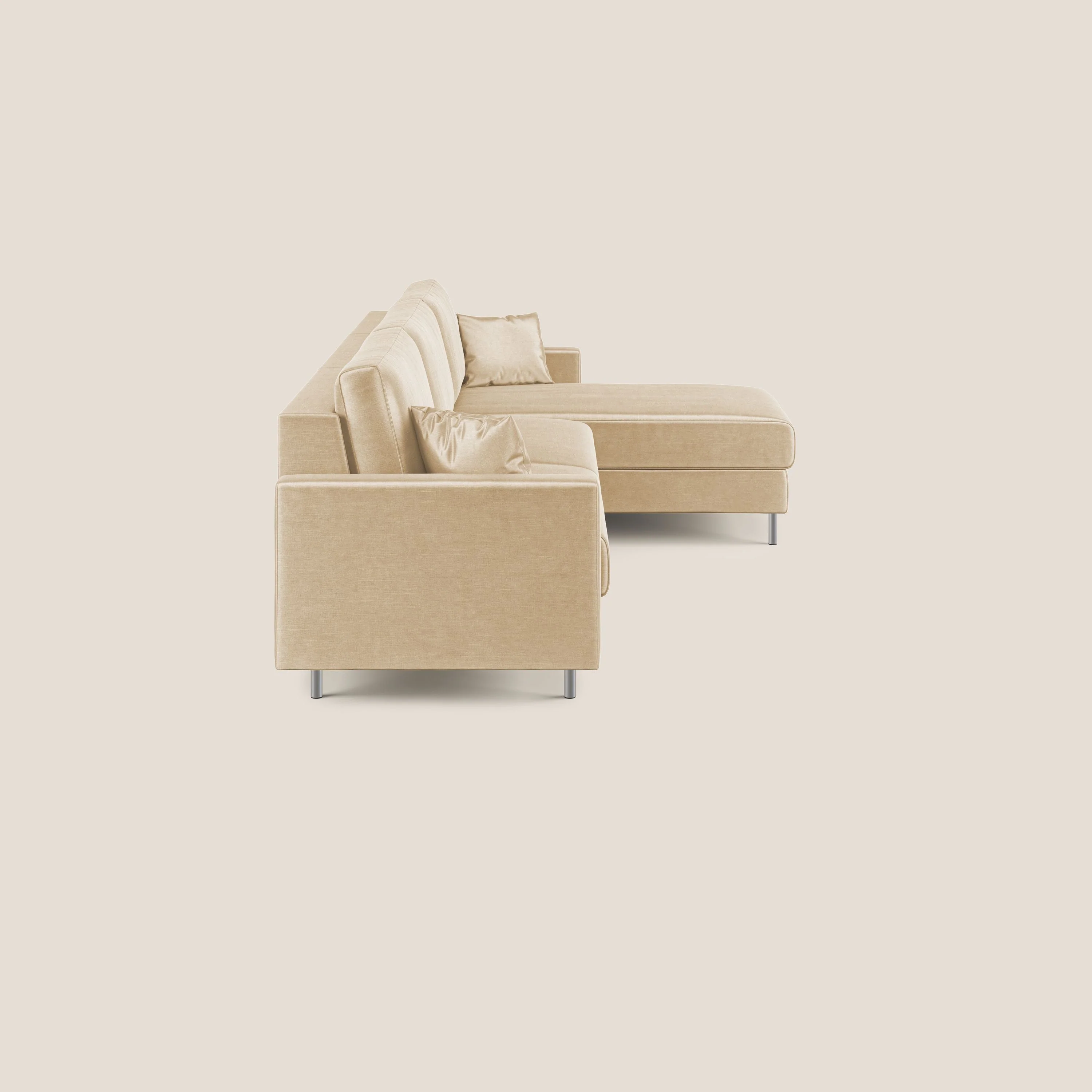 Andromeda canapé d'angle convertible en velours doux et imperméable T01 beige - Image 5