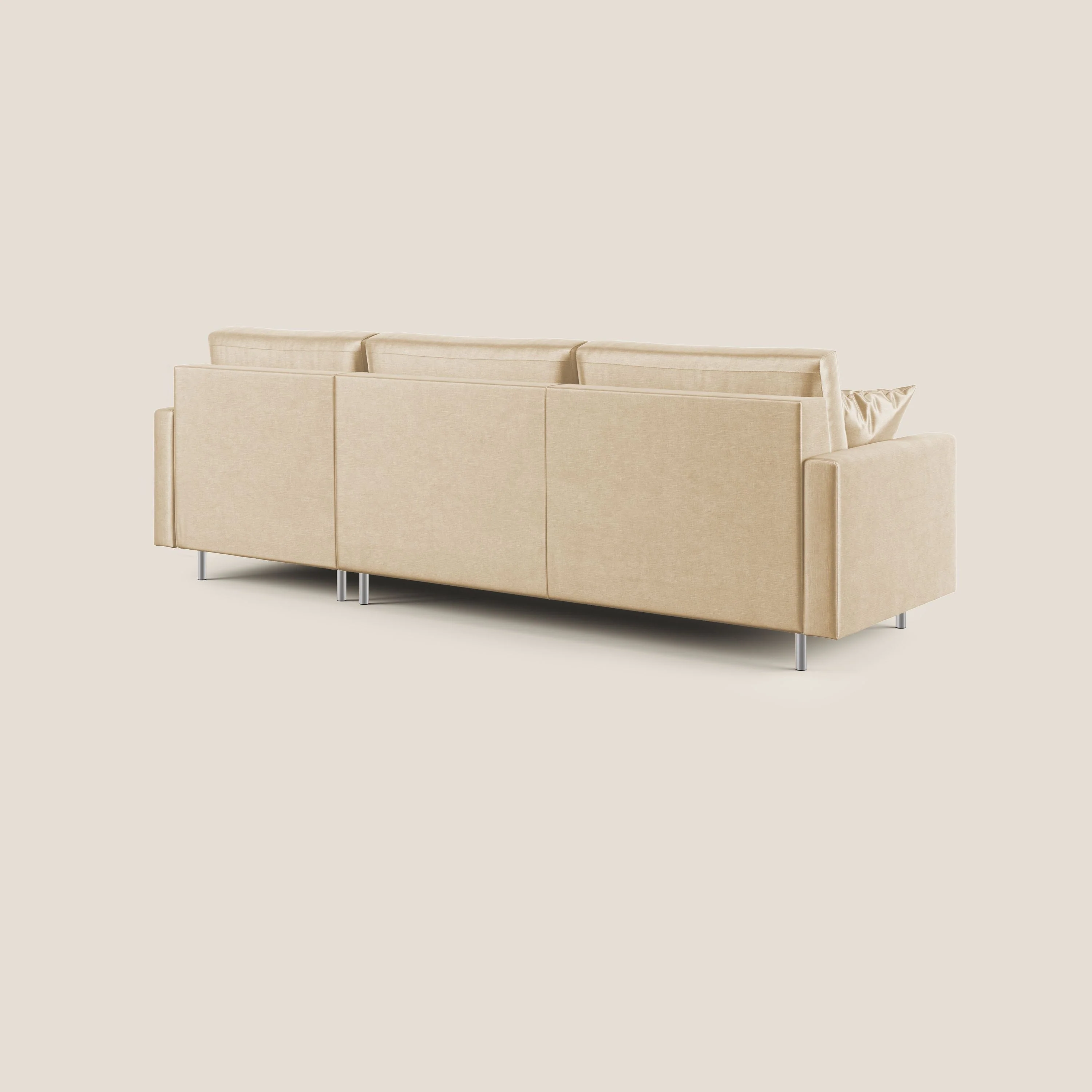 Andromeda canapé d'angle convertible en velours doux et imperméable T01 beige - Image 6