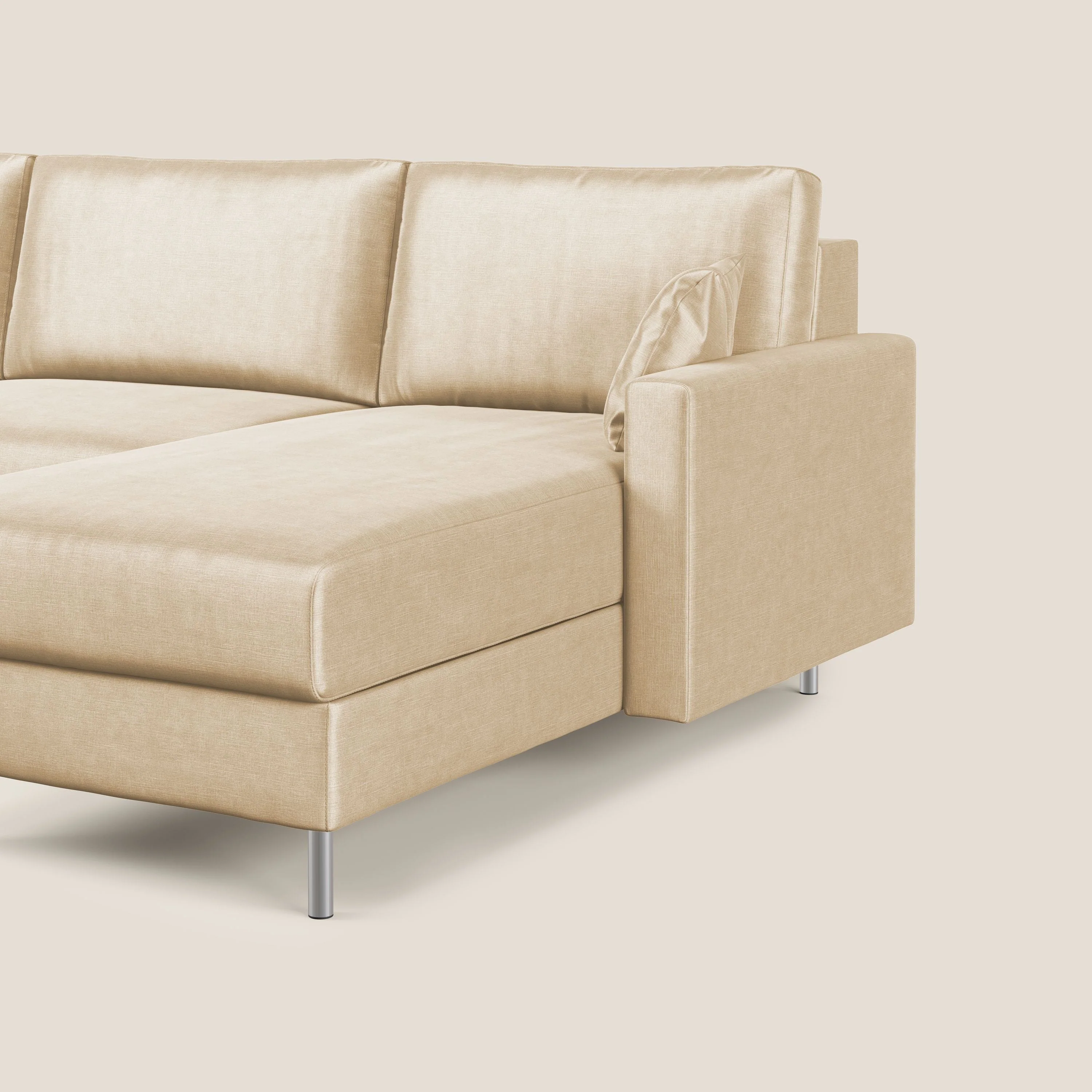 Andromeda canapé d'angle convertible en velours doux et imperméable T01 beige - Image 9