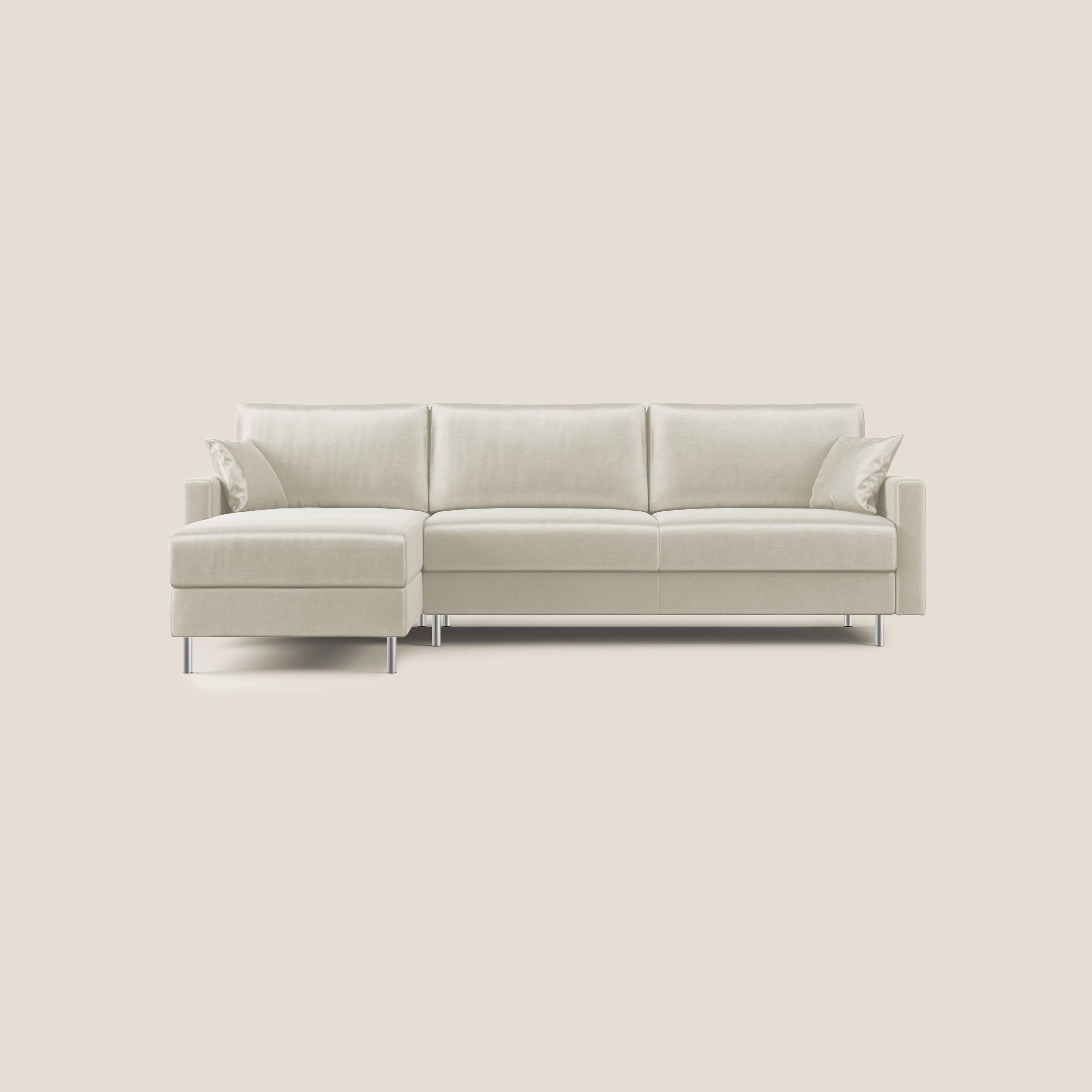 Andromeda canapé d'angle convertible en velours doux et imperméable T01 crème - Image 11