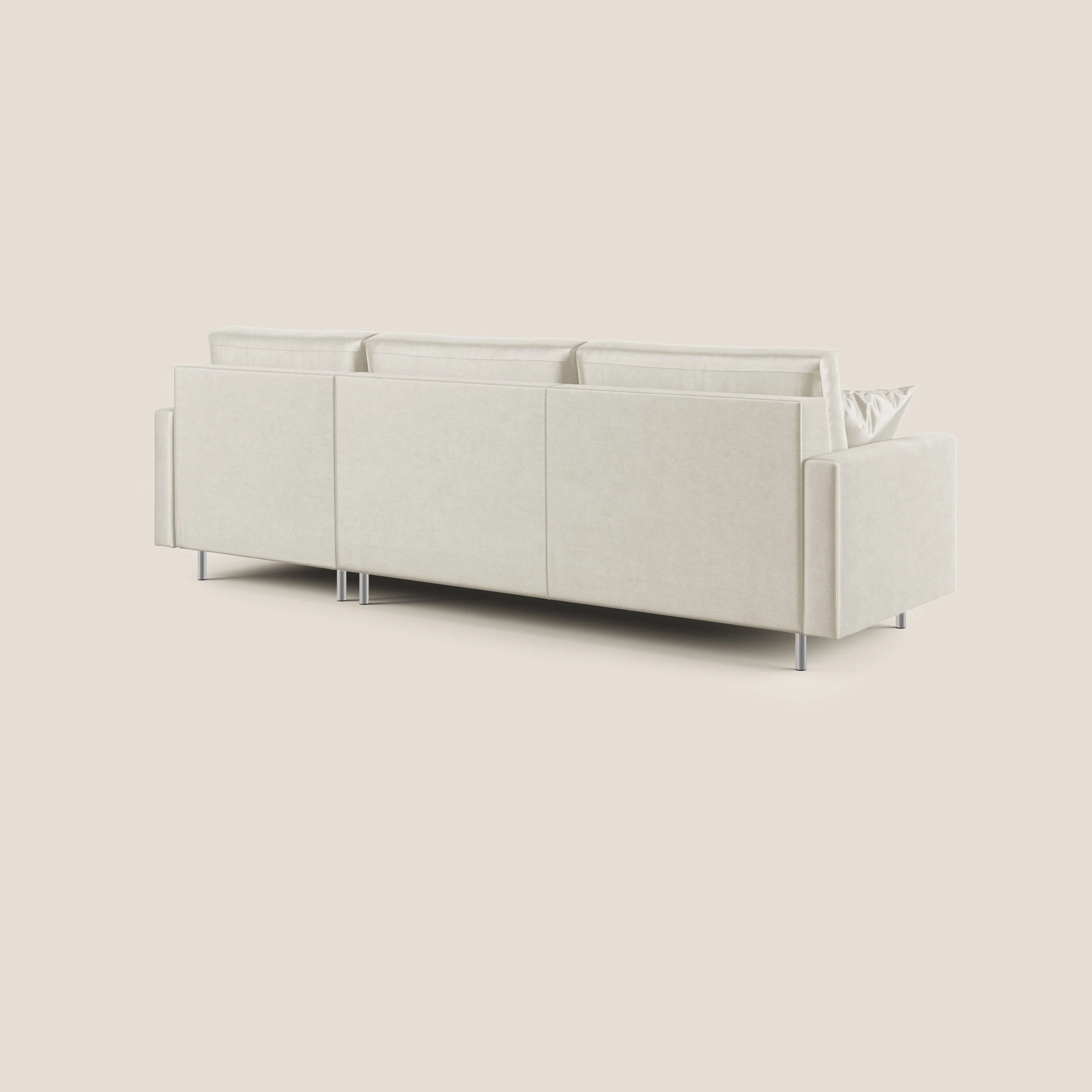 Andromeda canapé d'angle convertible en velours doux et imperméable T01 crème - Image 6