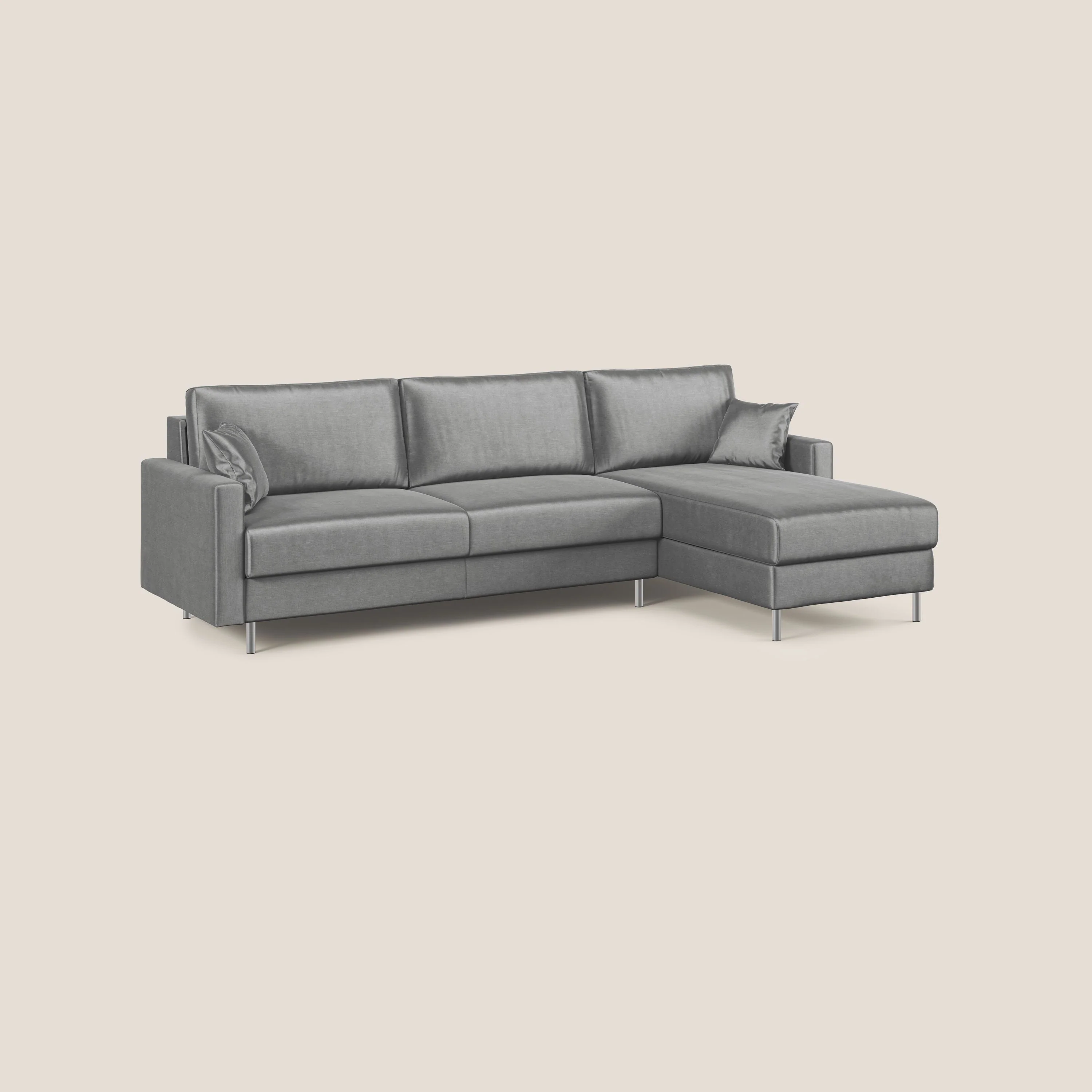 Andromeda canapé d'angle convertible en velours doux et imperméable T01 gris - Image 3
