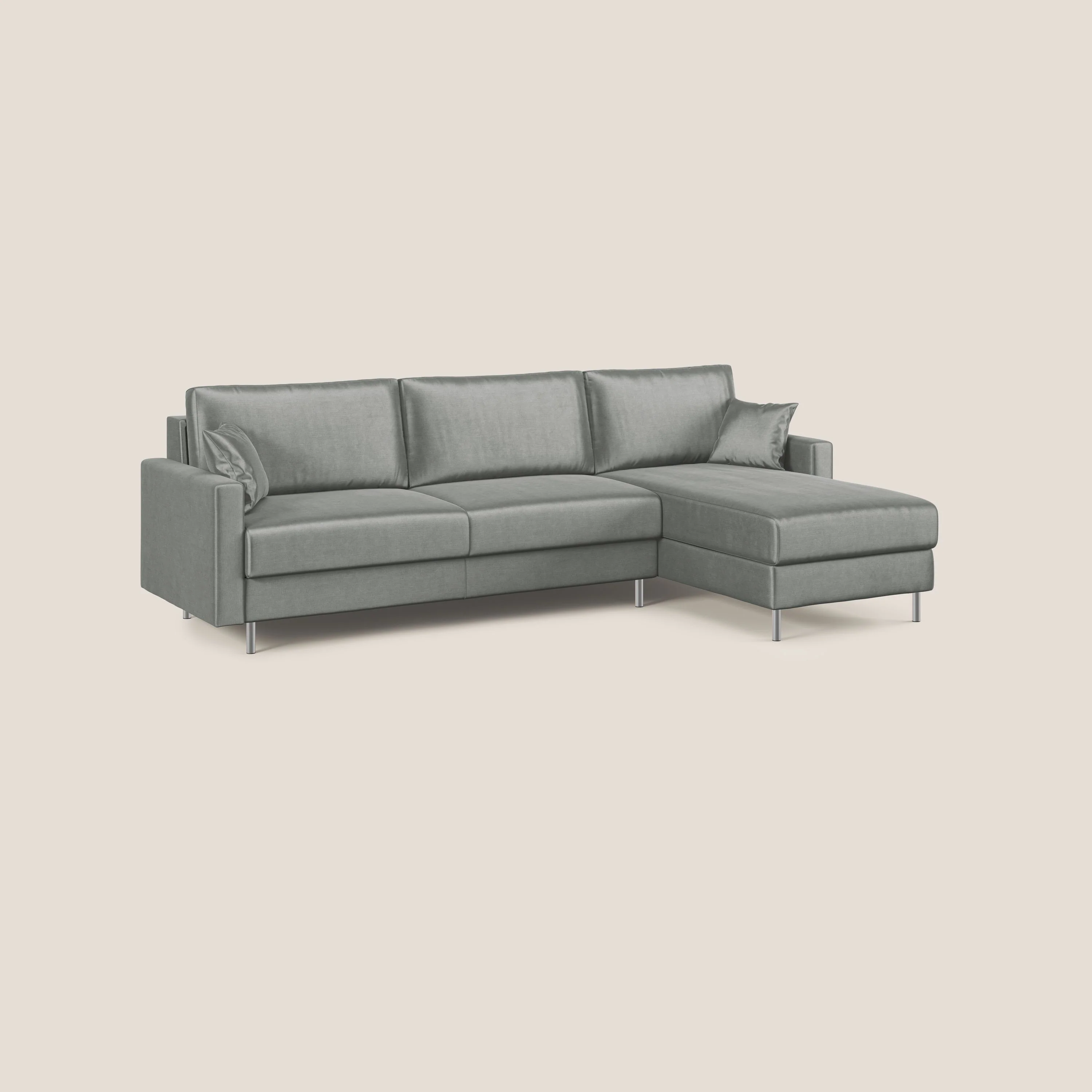 Andromeda canapé d'angle convertible en velours doux et imperméable T01 gris clair - Image 2