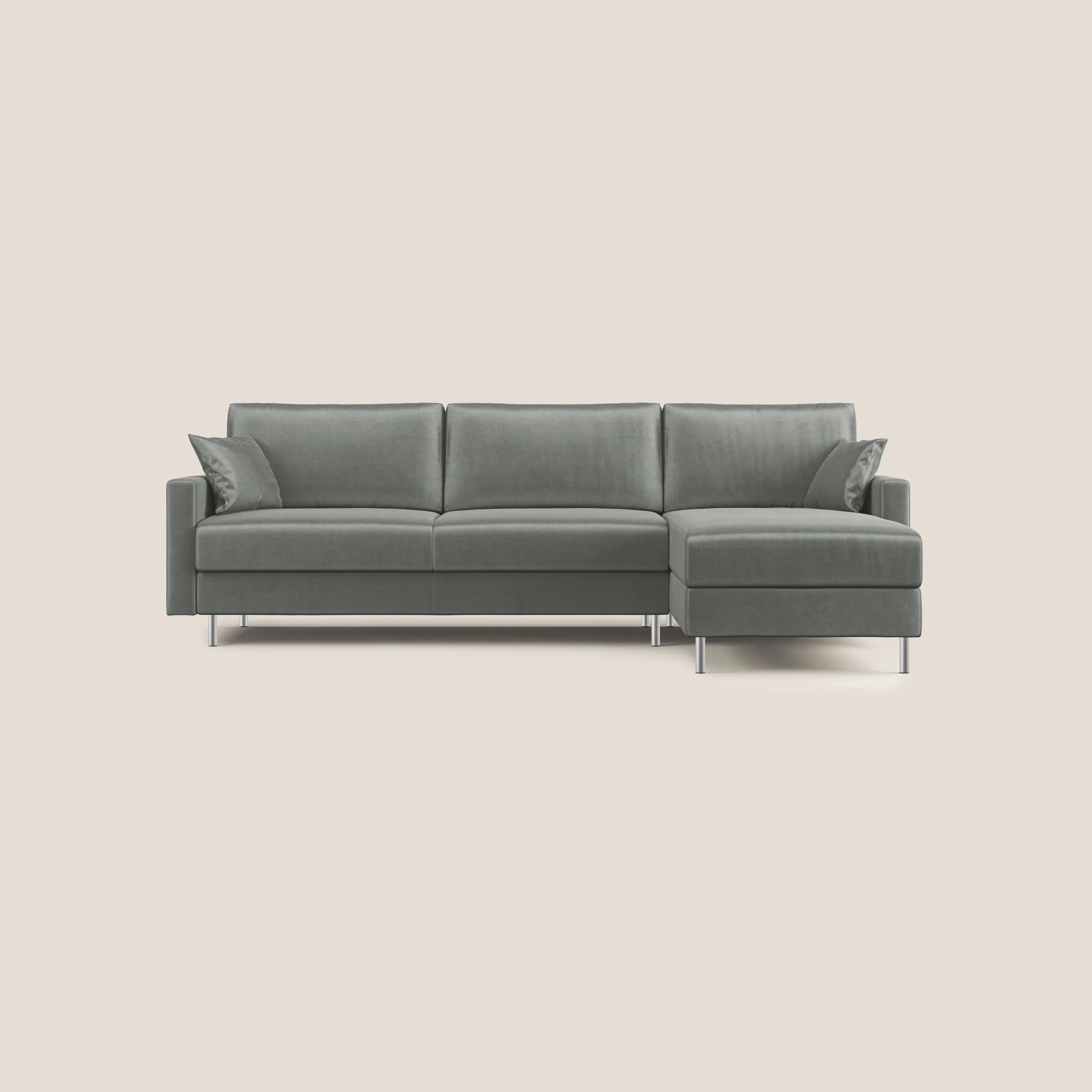 Andromeda canapé d'angle convertible en velours doux et imperméable T01 gris clair - Image 3