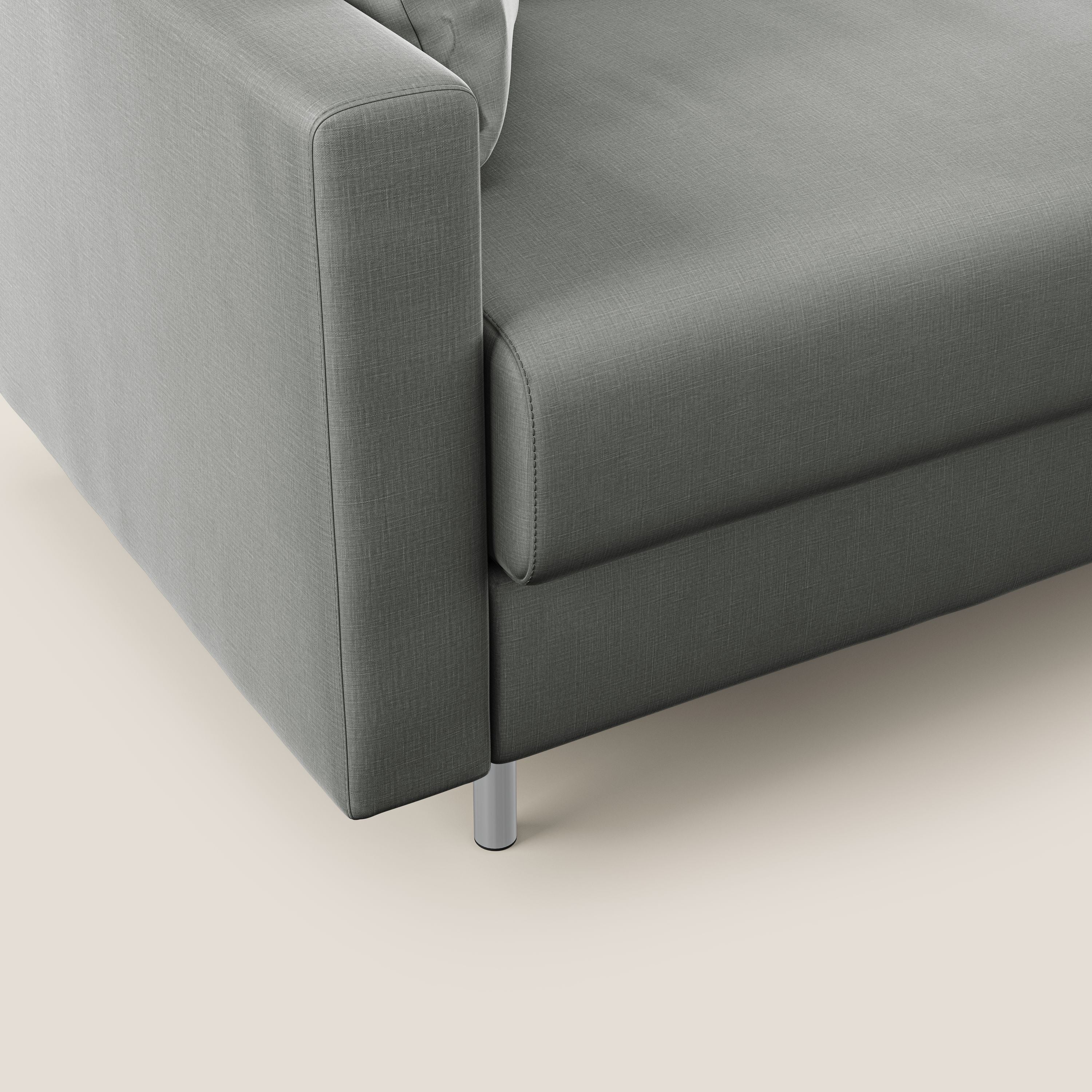 Andromeda canapé d'angle convertible en velours doux et imperméable T01 gris clair - Image 9