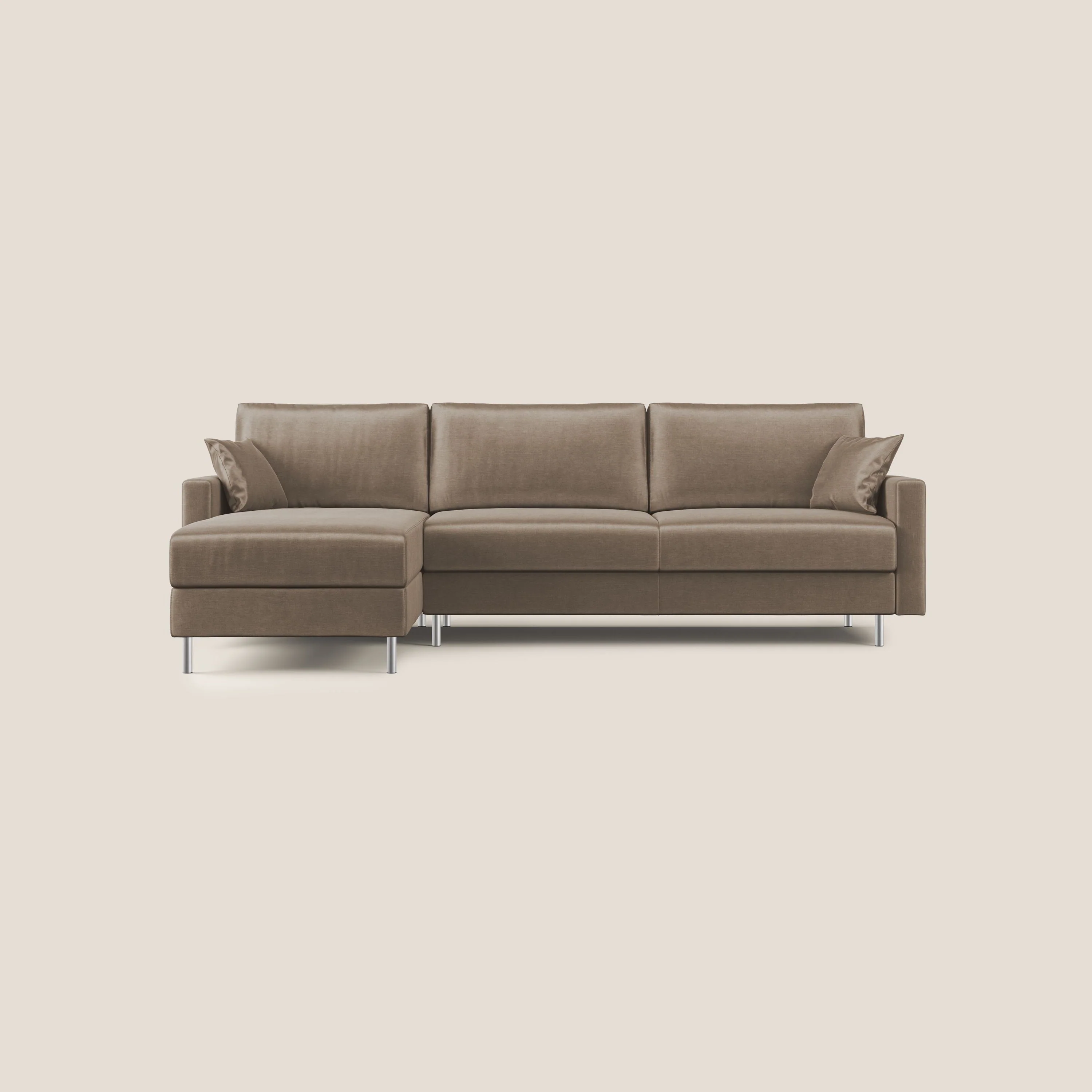 Andromeda canapé d'angle convertible en velours doux et imperméable T01 marron - Image 11