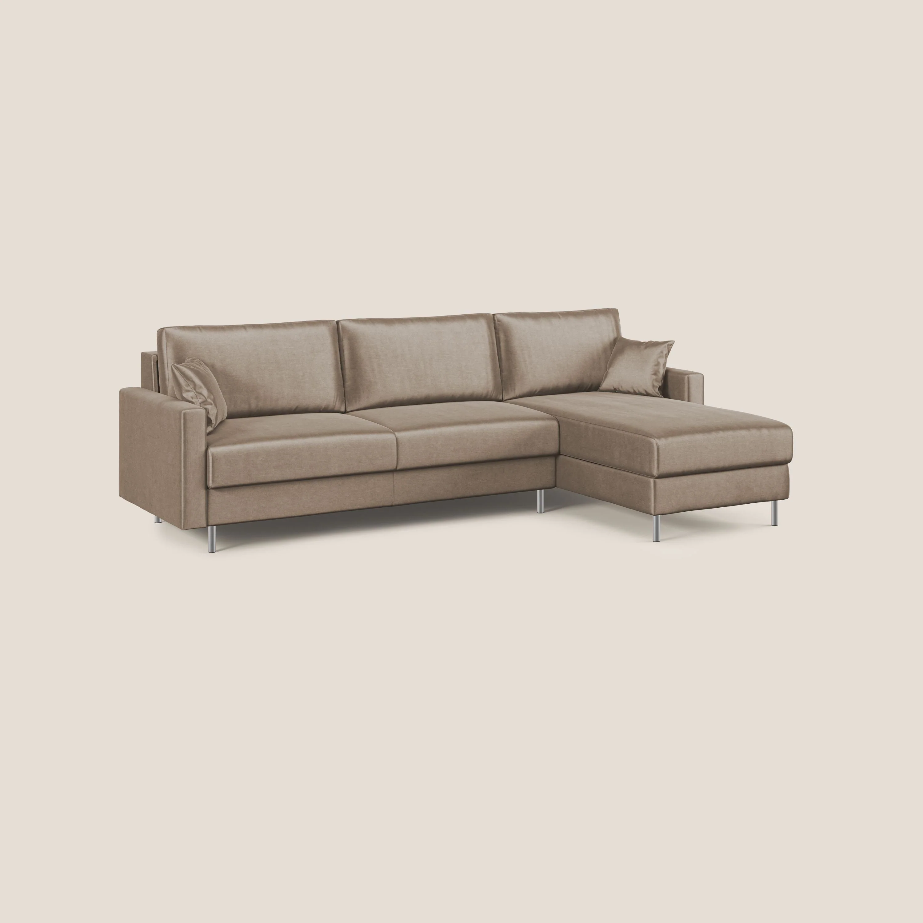 Andromeda canapé d'angle convertible en velours doux et imperméable T01 marron - Image 3