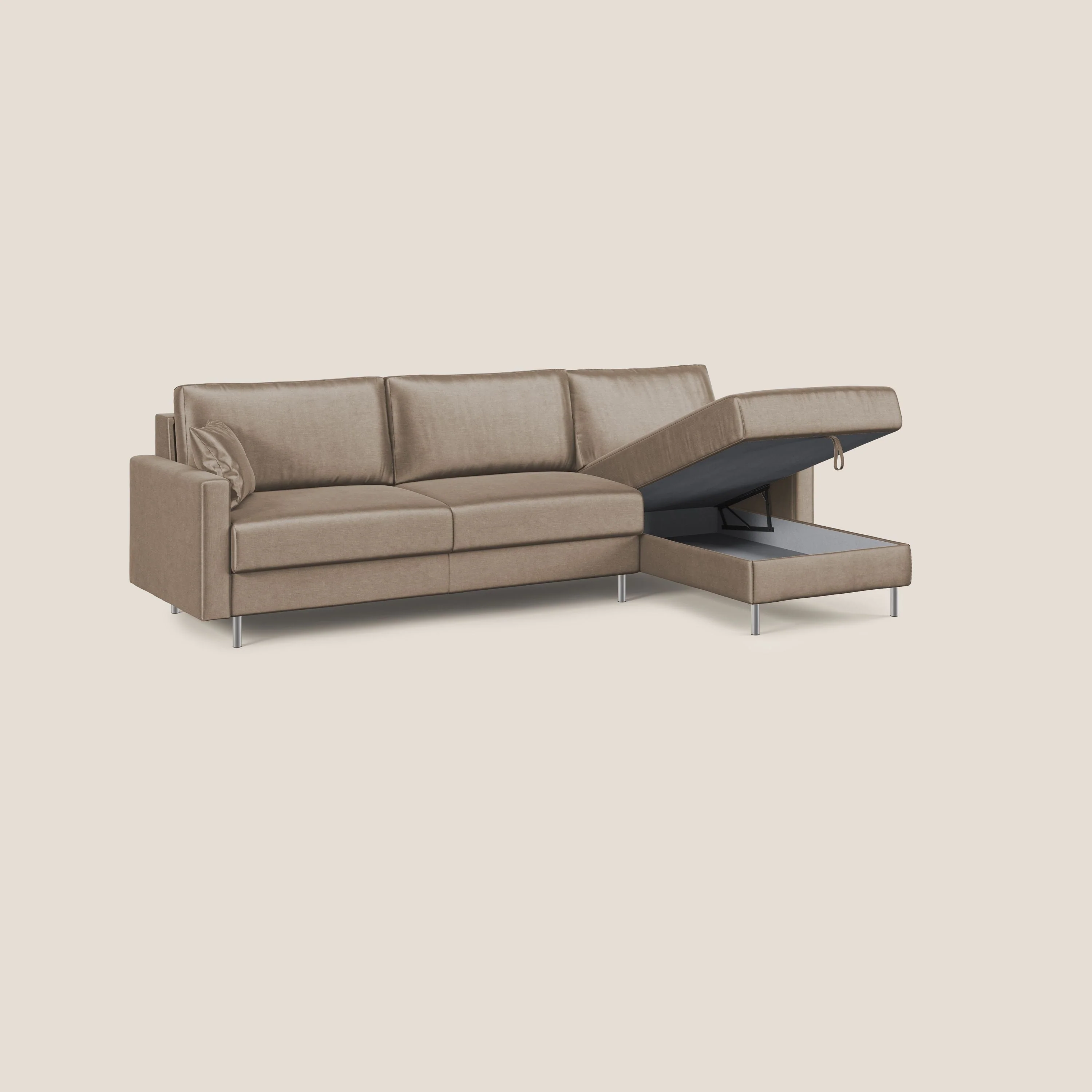 Andromeda canapé d'angle convertible en velours doux et imperméable T01 marron - Image 4