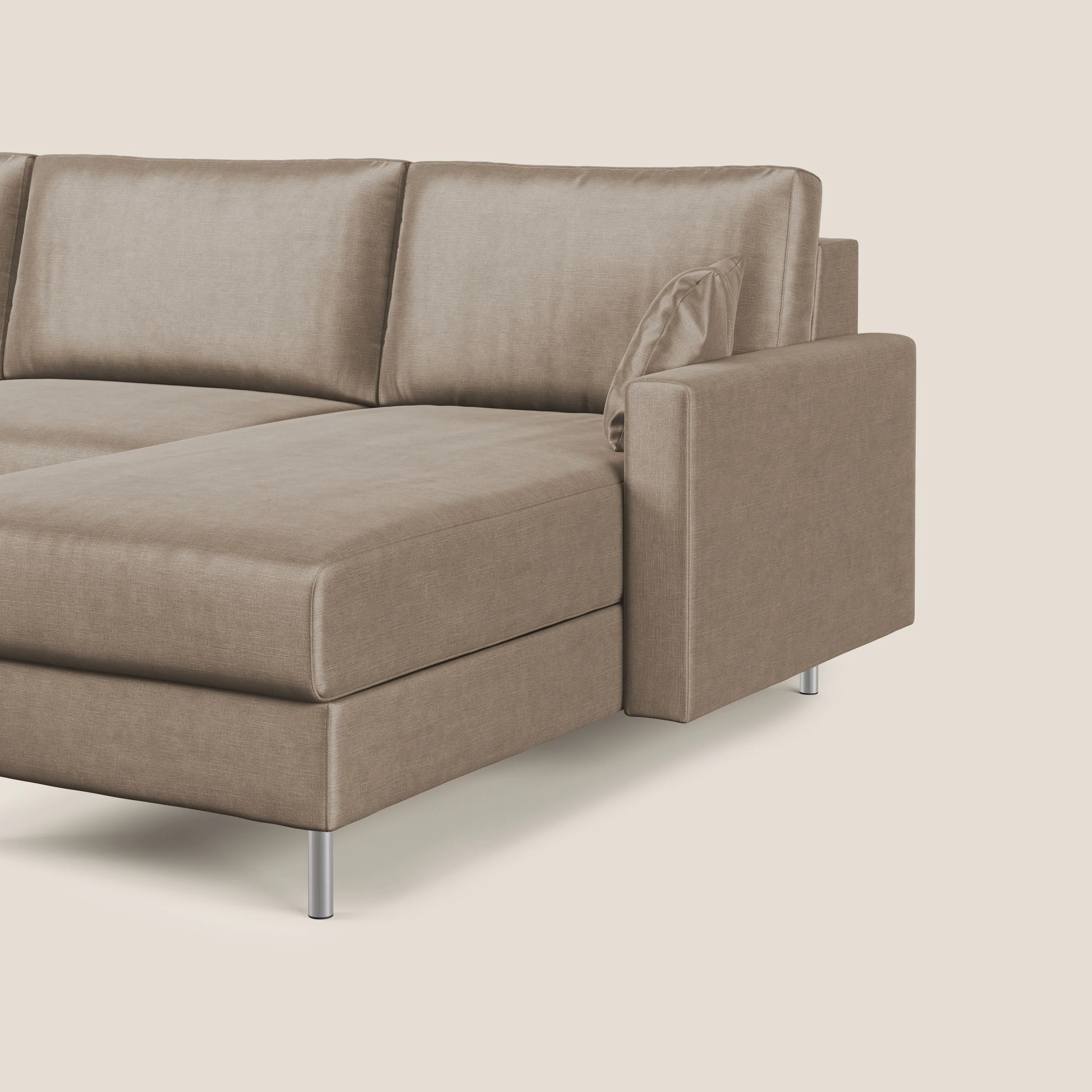 Andromeda canapé d'angle convertible en velours doux et imperméable T01 marron - Image 9
