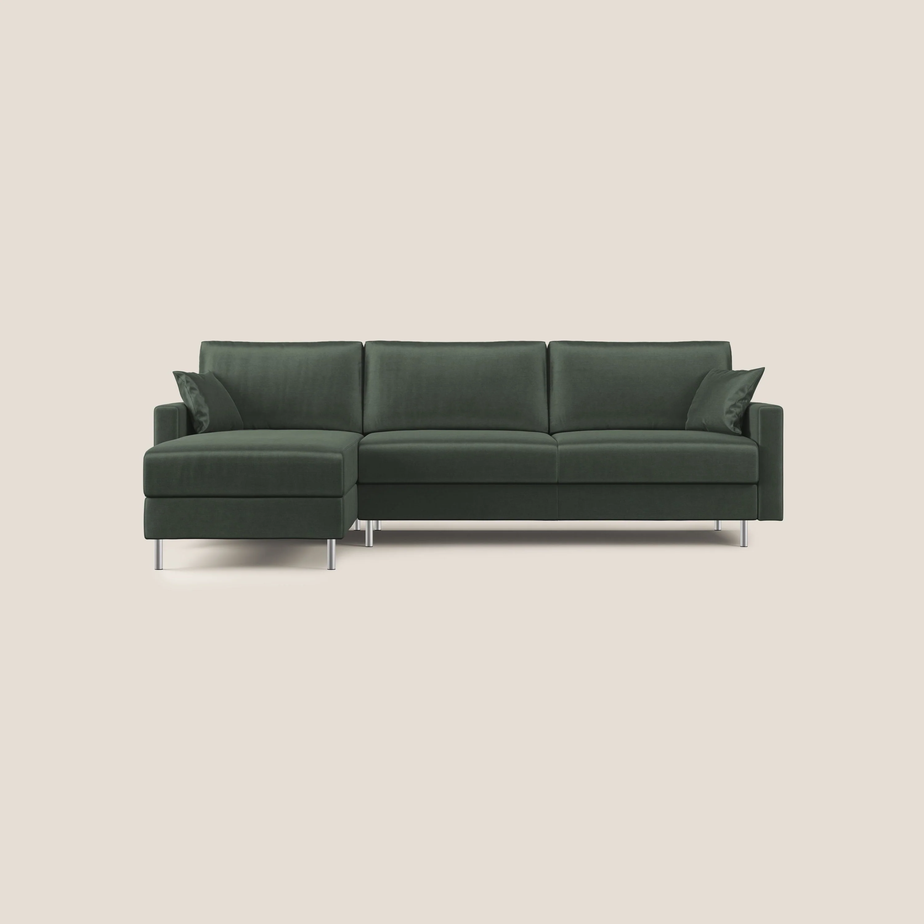 Andromeda canapé d'angle convertible en velours doux et imperméable T01 vert - Image 11