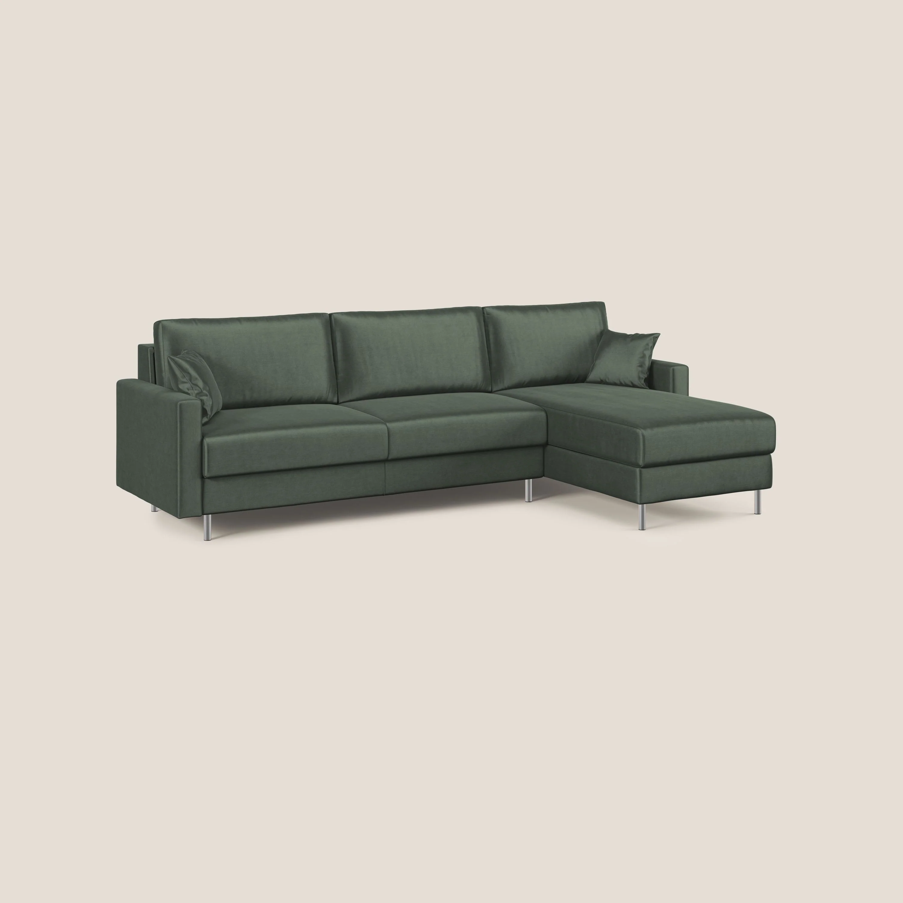 Andromeda canapé d'angle convertible en velours doux et imperméable T01 vert - Image 3
