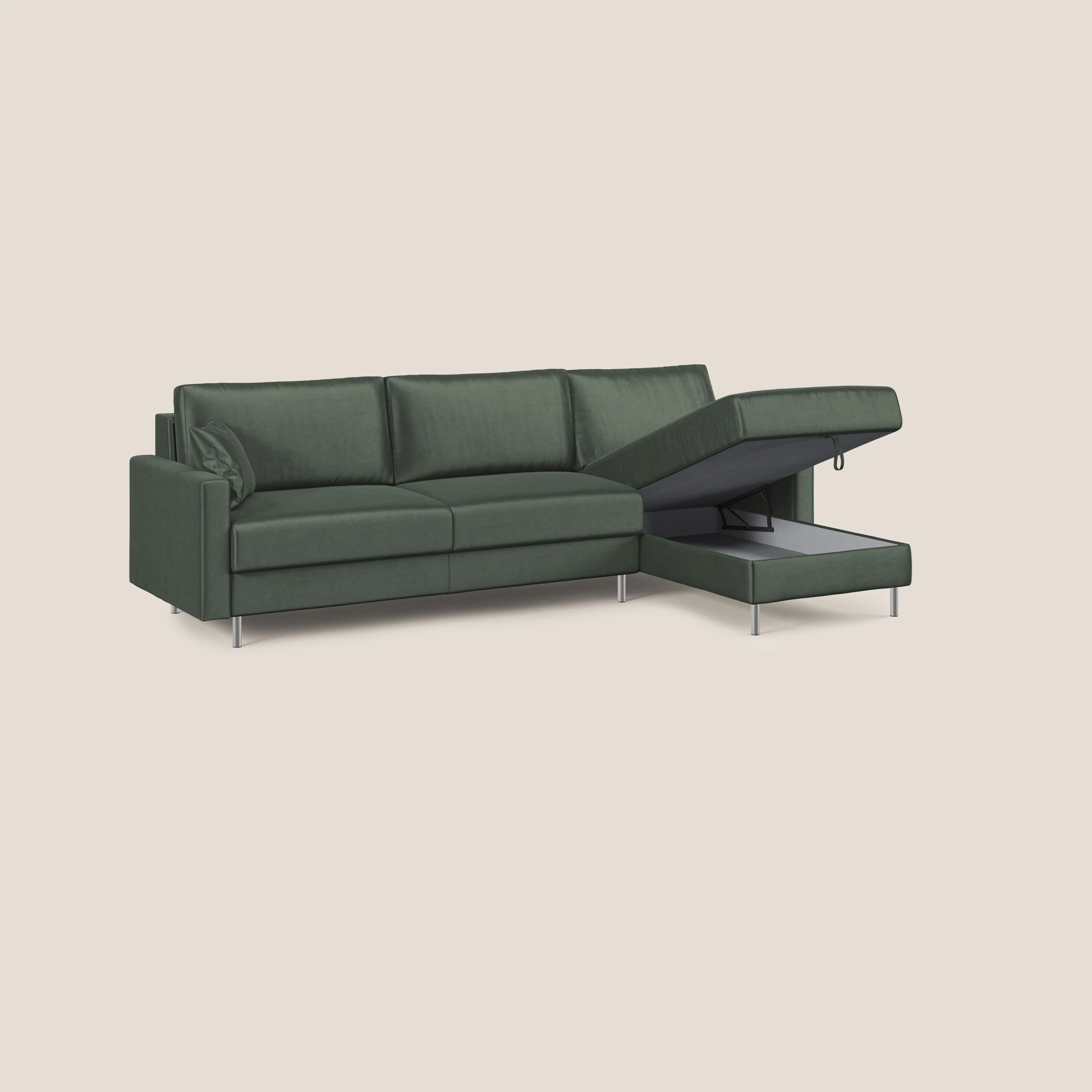 Andromeda canapé d'angle convertible en velours doux et imperméable T01 vert - Image 4