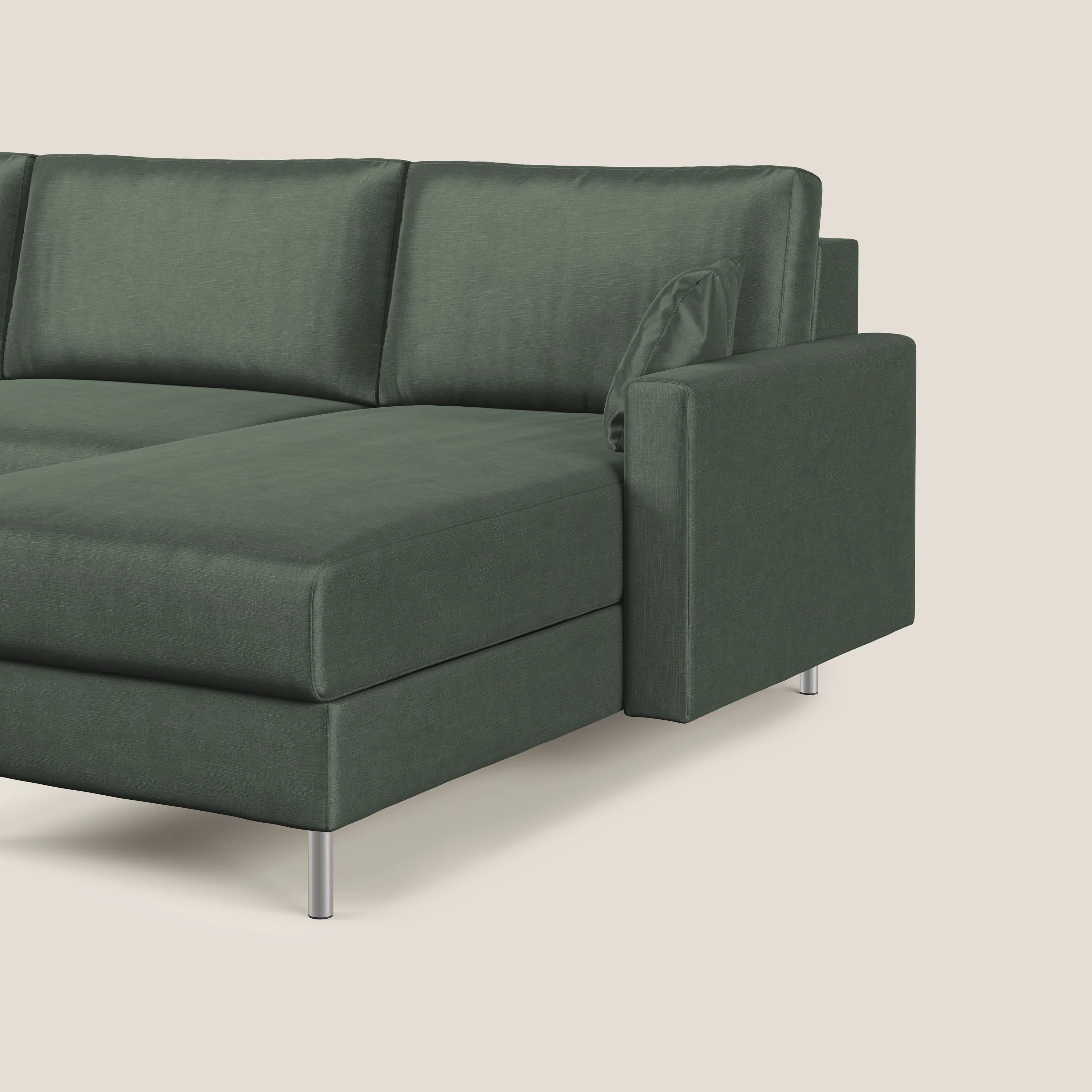 Andromeda canapé d'angle convertible en velours doux et imperméable T01 vert - Image 9