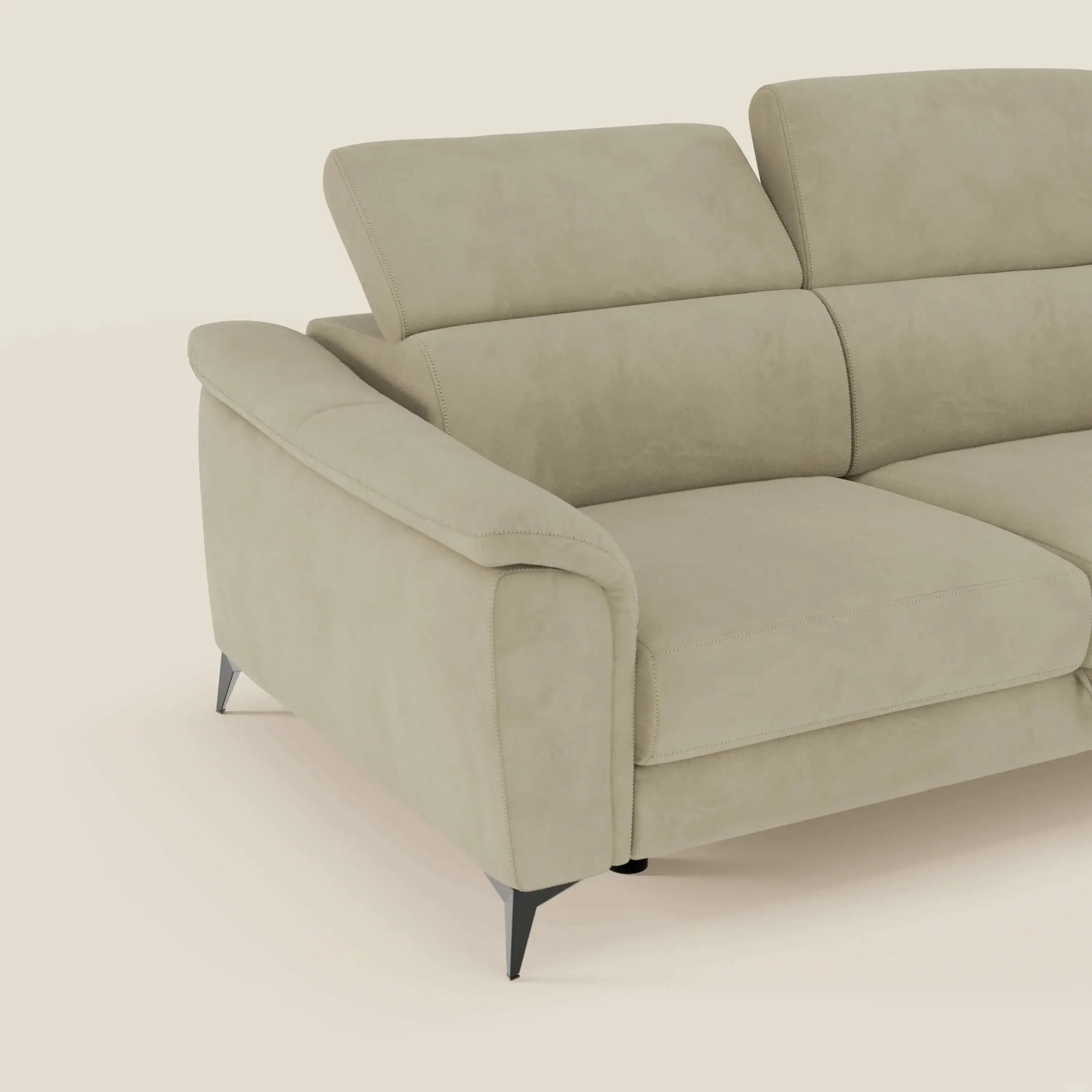 Arcos Canapé 3 places - pieds hauts et têtières inclinables en microfibre imperméable T11 beige - Image 9