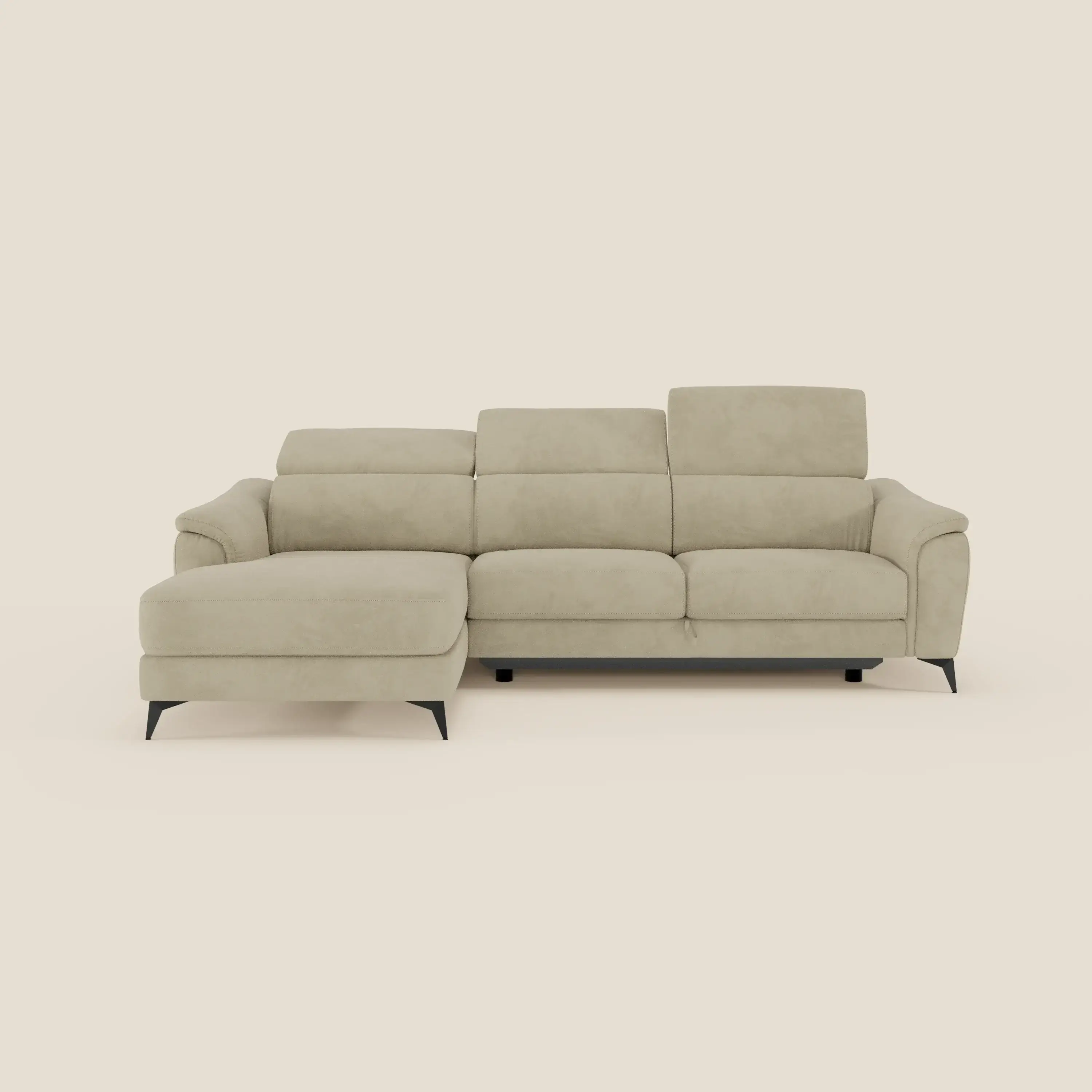 Arcos Canapé avec méridienne - pieds hauts et têtières inclinables en microfibre imperméable T11 beige - Image 2