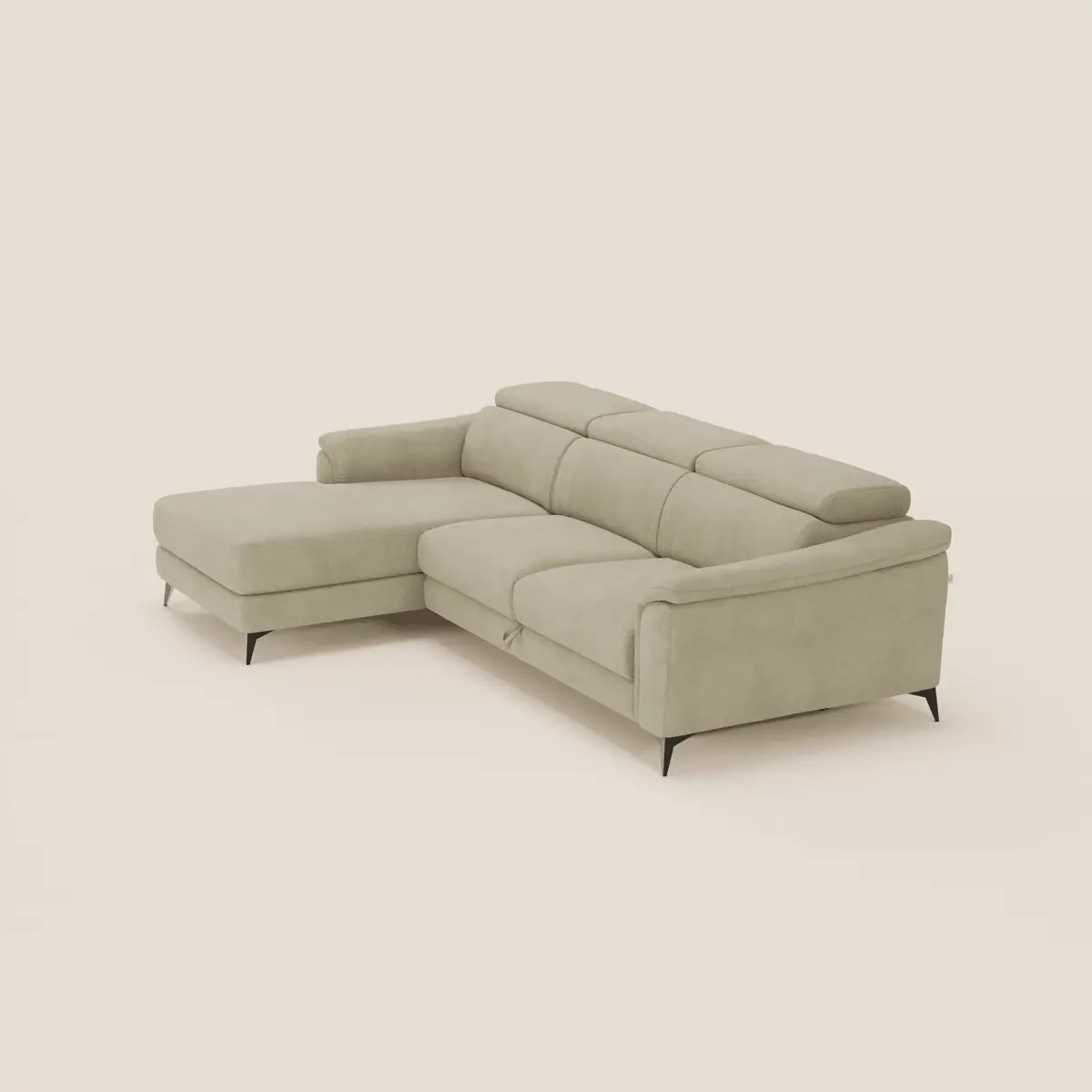 Arcos Canapé avec méridienne - pieds hauts et têtières inclinables en microfibre imperméable T11 beige - Image 3