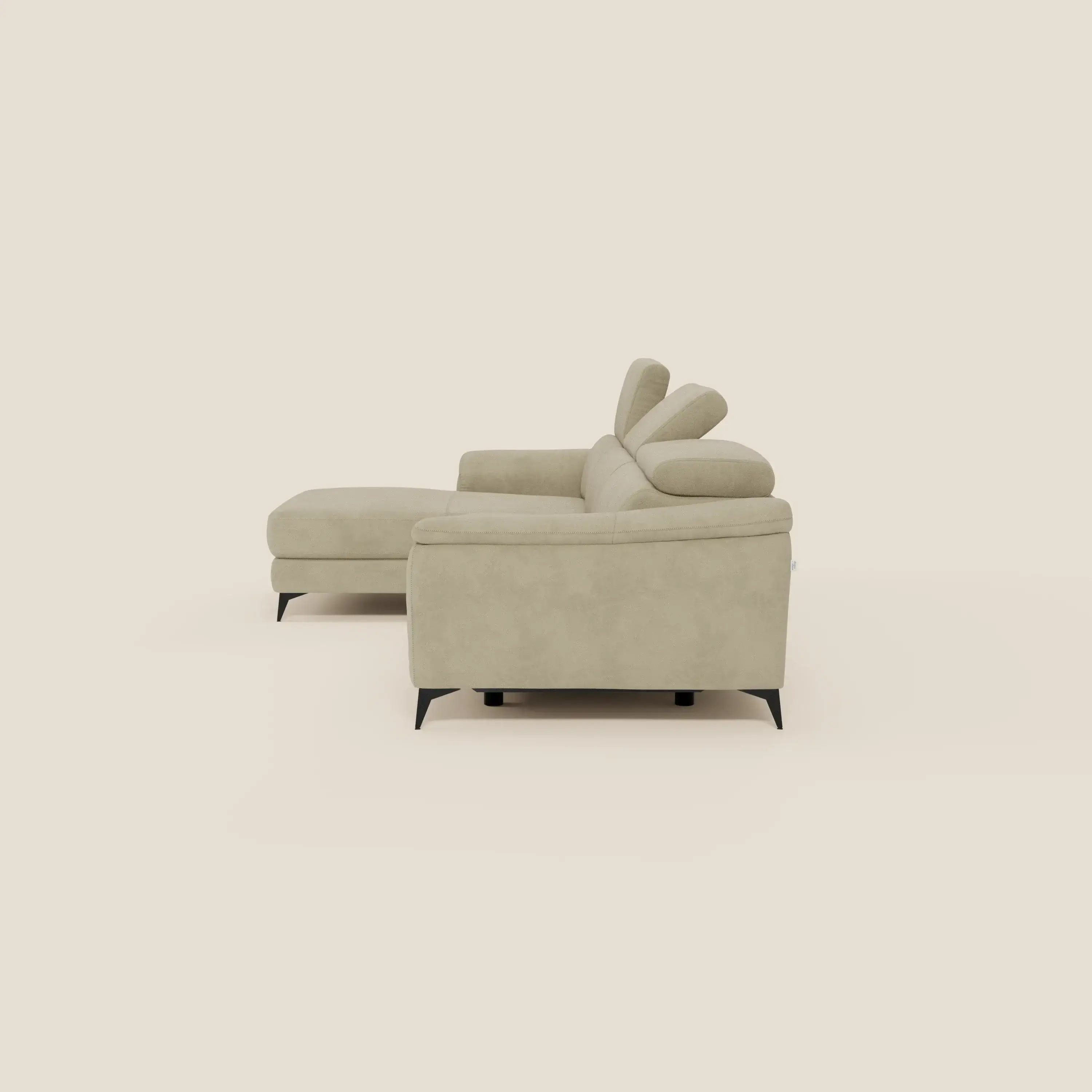 Arcos Canapé avec méridienne - pieds hauts et têtières inclinables en microfibre imperméable T11 beige - Image 5