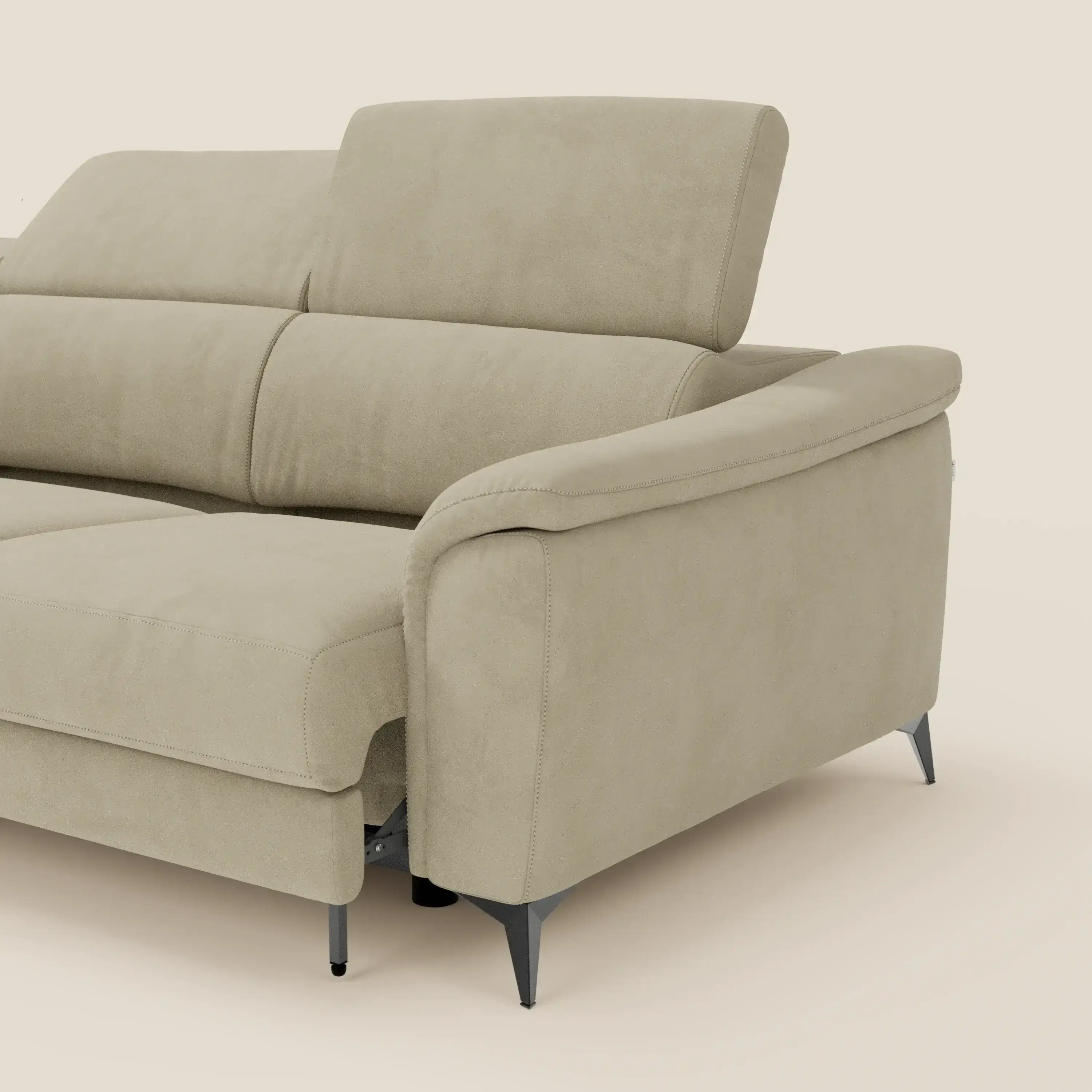 Arcos Canapé avec méridienne - pieds hauts et têtières inclinables en microfibre imperméable T11 beige - Image 6