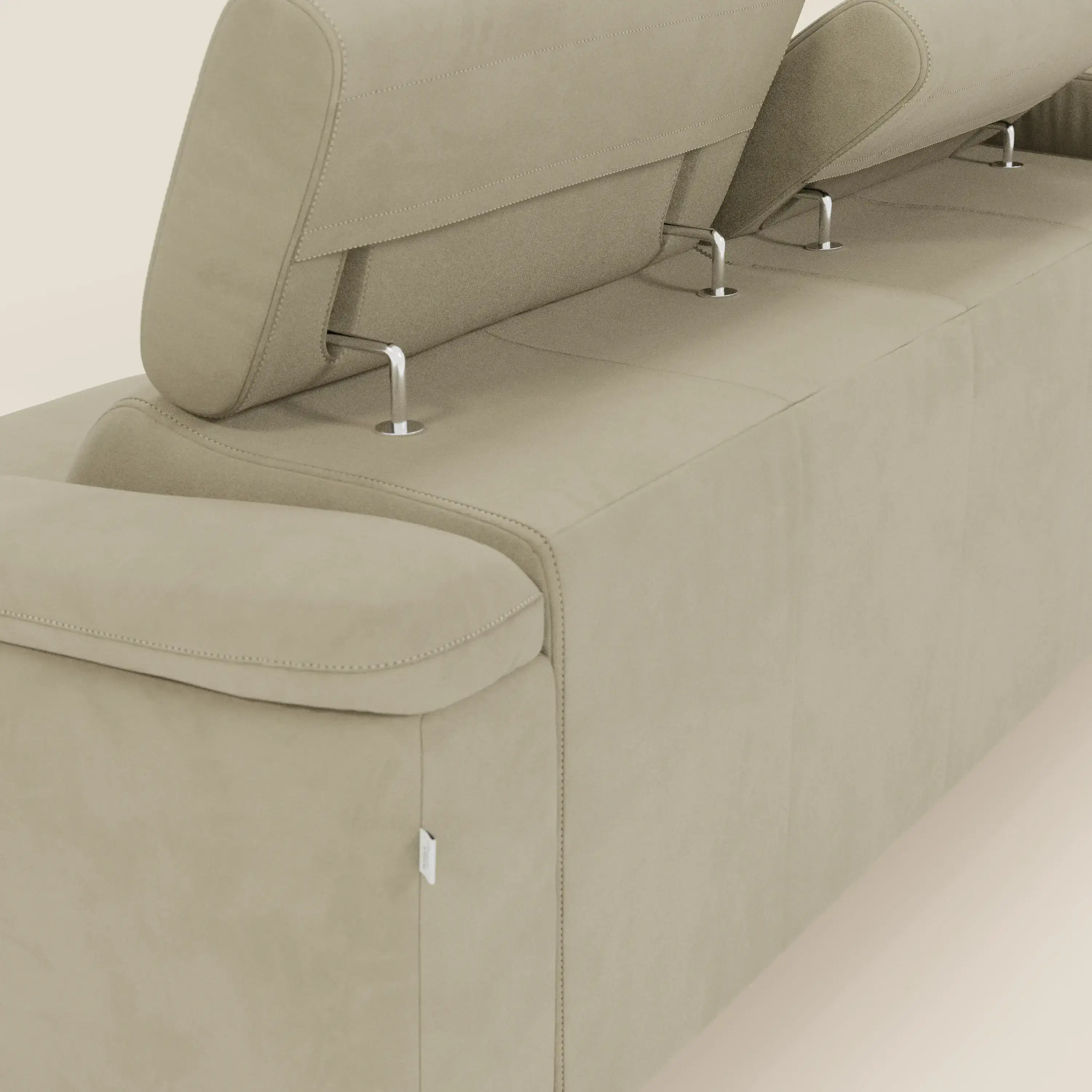 Arcos Canapé avec méridienne - pieds hauts et têtières inclinables en microfibre imperméable T11 beige - Image 8