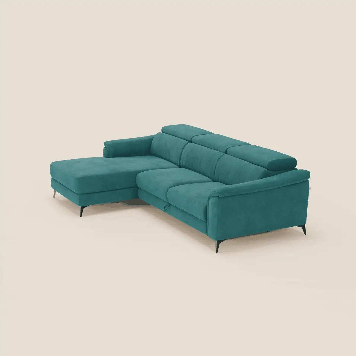 Arcos Canapé avec méridienne - pieds hauts et têtières inclinables en microfibre imperméable T11 bleu canard - Image 2