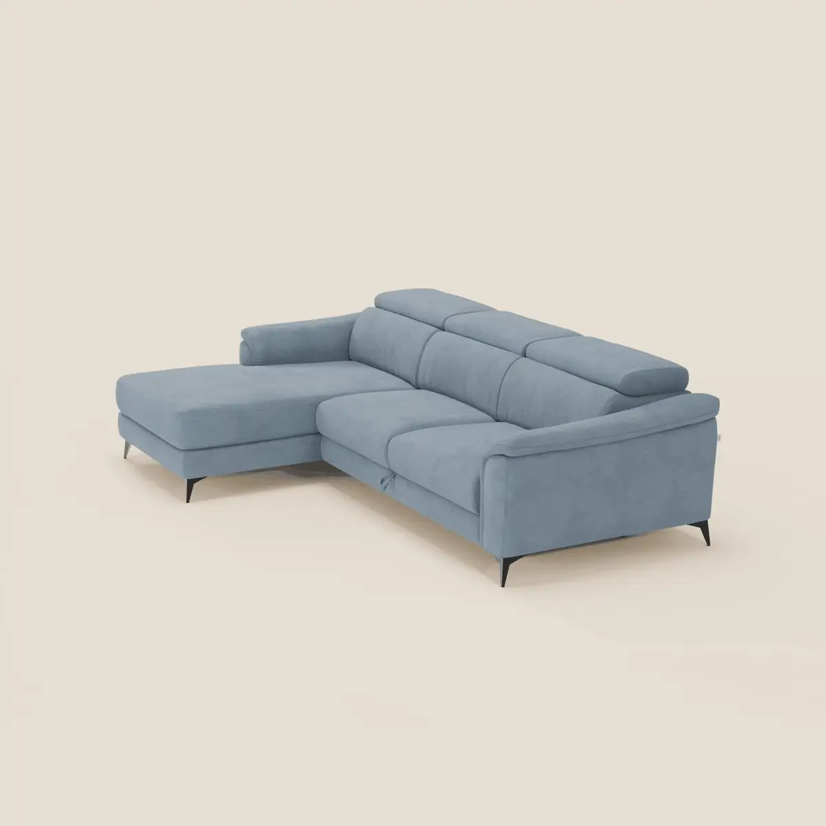 Arcos Canapé avec méridienne - pieds hauts et têtières inclinables en microfibre imperméable T11 bleu pastel - Image 2