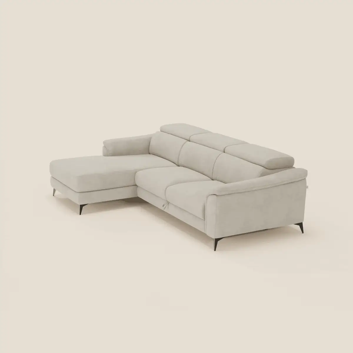 Arcos Canapé avec méridienne - pieds hauts et têtières inclinables en microfibre imperméable T11 crème - Image 3