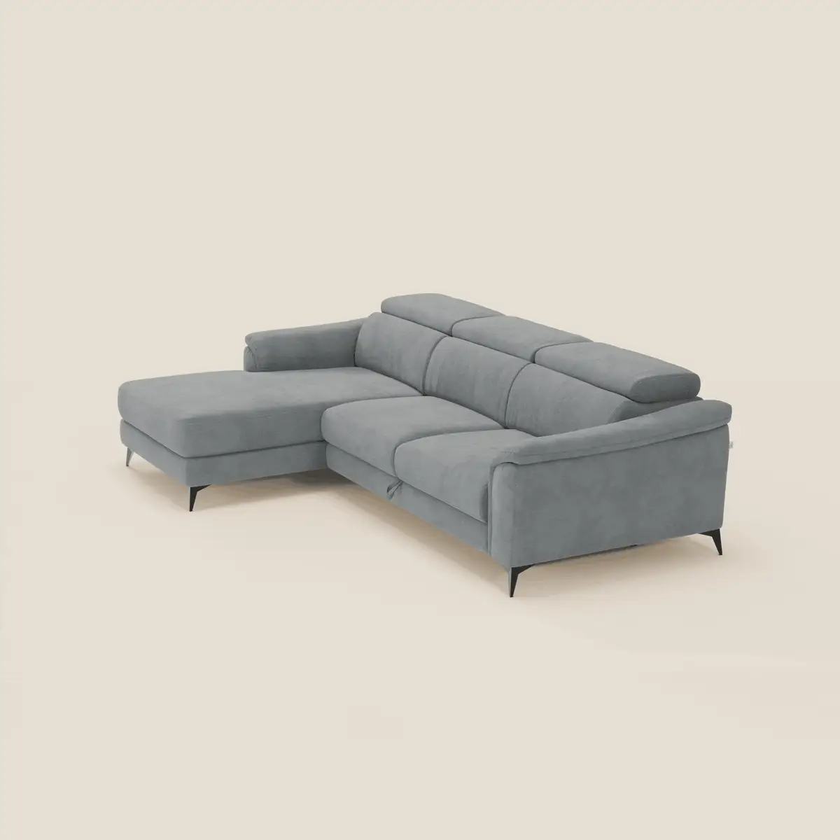 Arcos Canapé avec méridienne - pieds hauts et têtières inclinables en microfibre imperméable T11 gris - Image 4