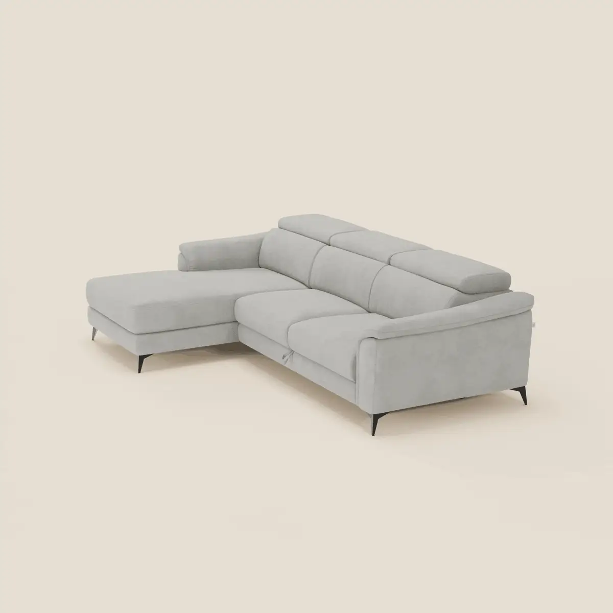 Arcos Canapé avec méridienne - pieds hauts et têtières inclinables en microfibre imperméable T11 gris clair - Image 3