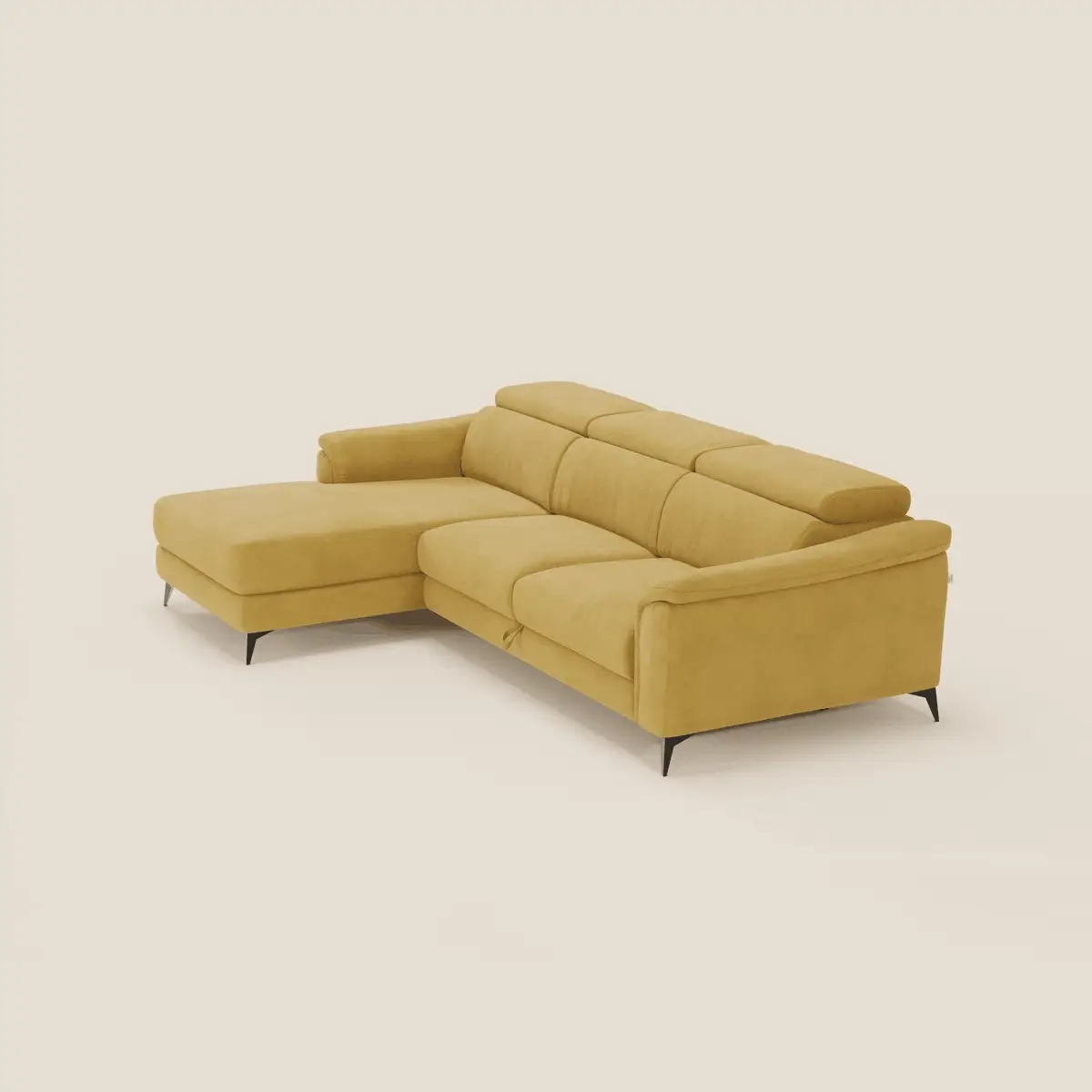 Arcos Canapé avec méridienne - pieds hauts et têtières inclinables en microfibre imperméable T11 jaune - Image 3