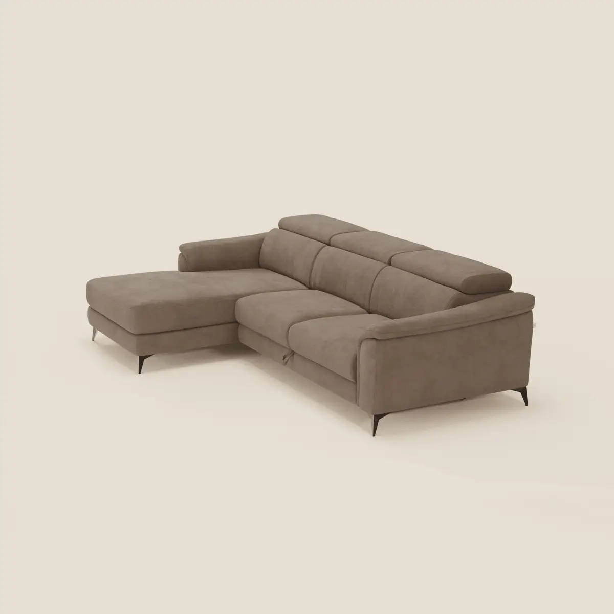Arcos Canapé avec méridienne - pieds hauts et têtières inclinables en microfibre imperméable T11 marron - Image 3