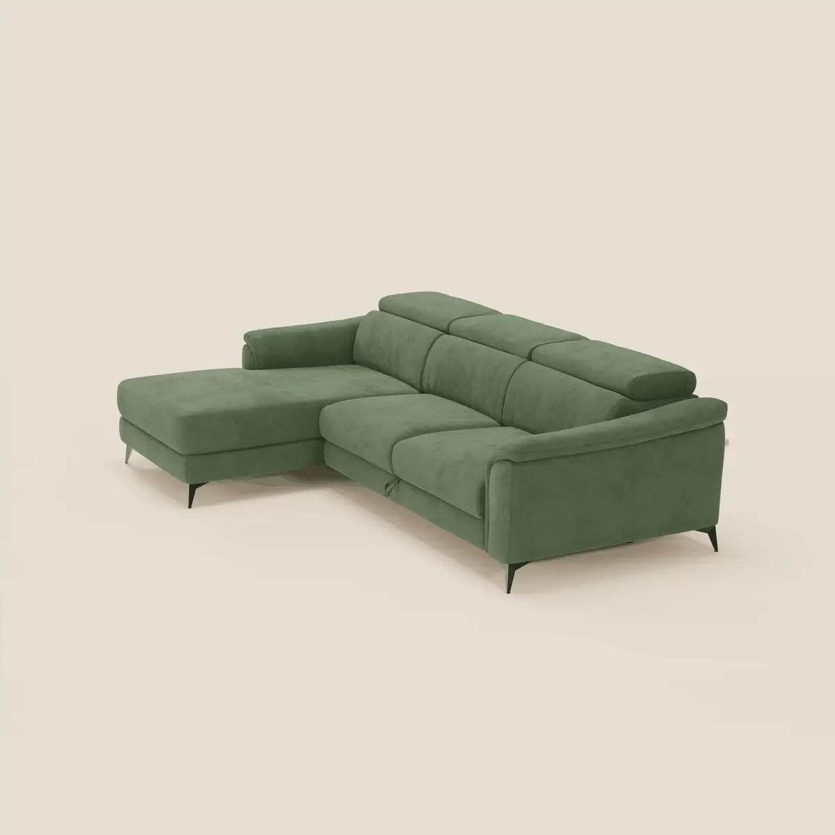 Arcos Canapé avec méridienne - pieds hauts et têtières inclinables en microfibre imperméable T11 vert - Image 3