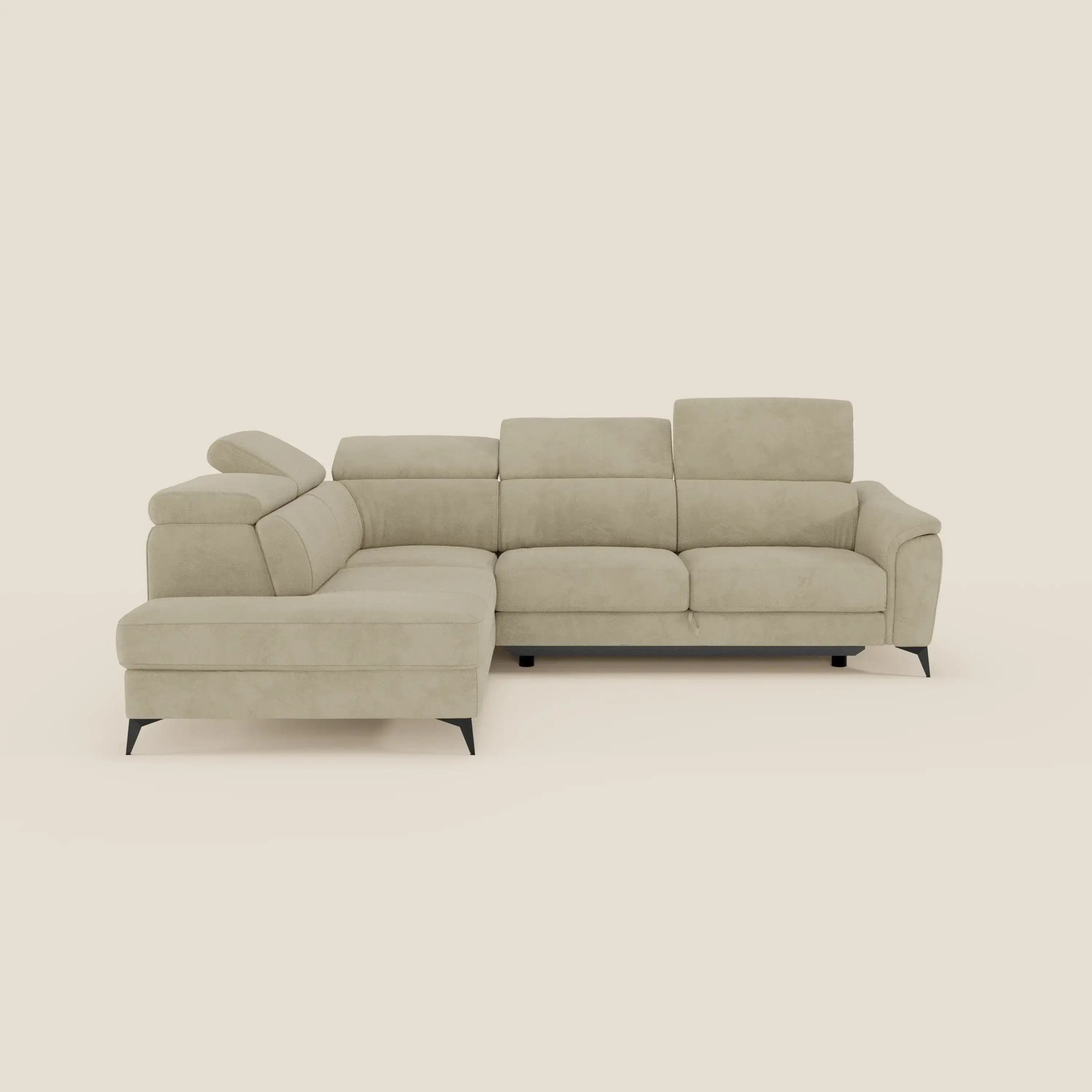 Arcos Canapé d'angle - pieds hauts et têtières inclinables en microfibre imperméable T11 beige - Image 2