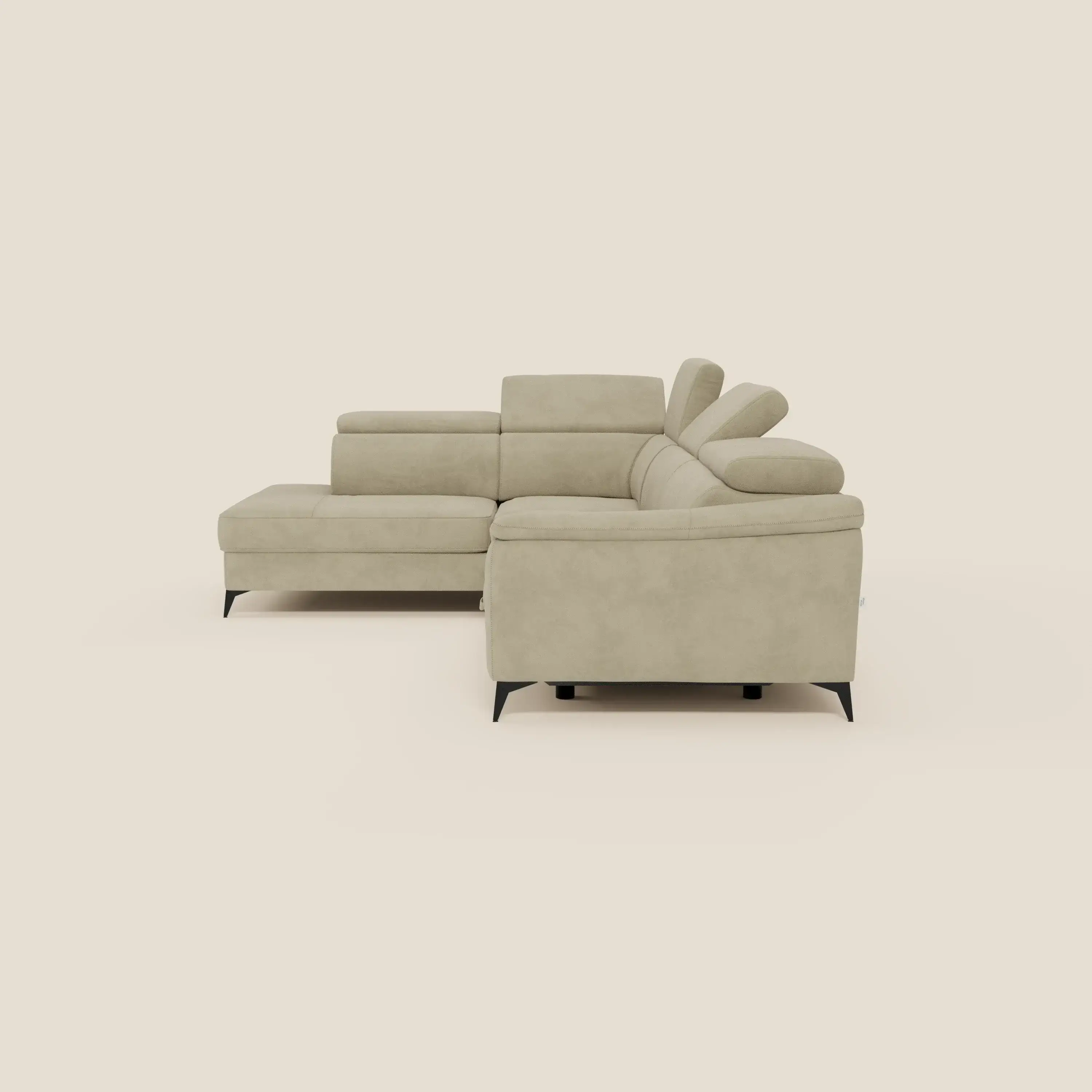Arcos Canapé d'angle - pieds hauts et têtières inclinables en microfibre imperméable T11 beige - Image 4