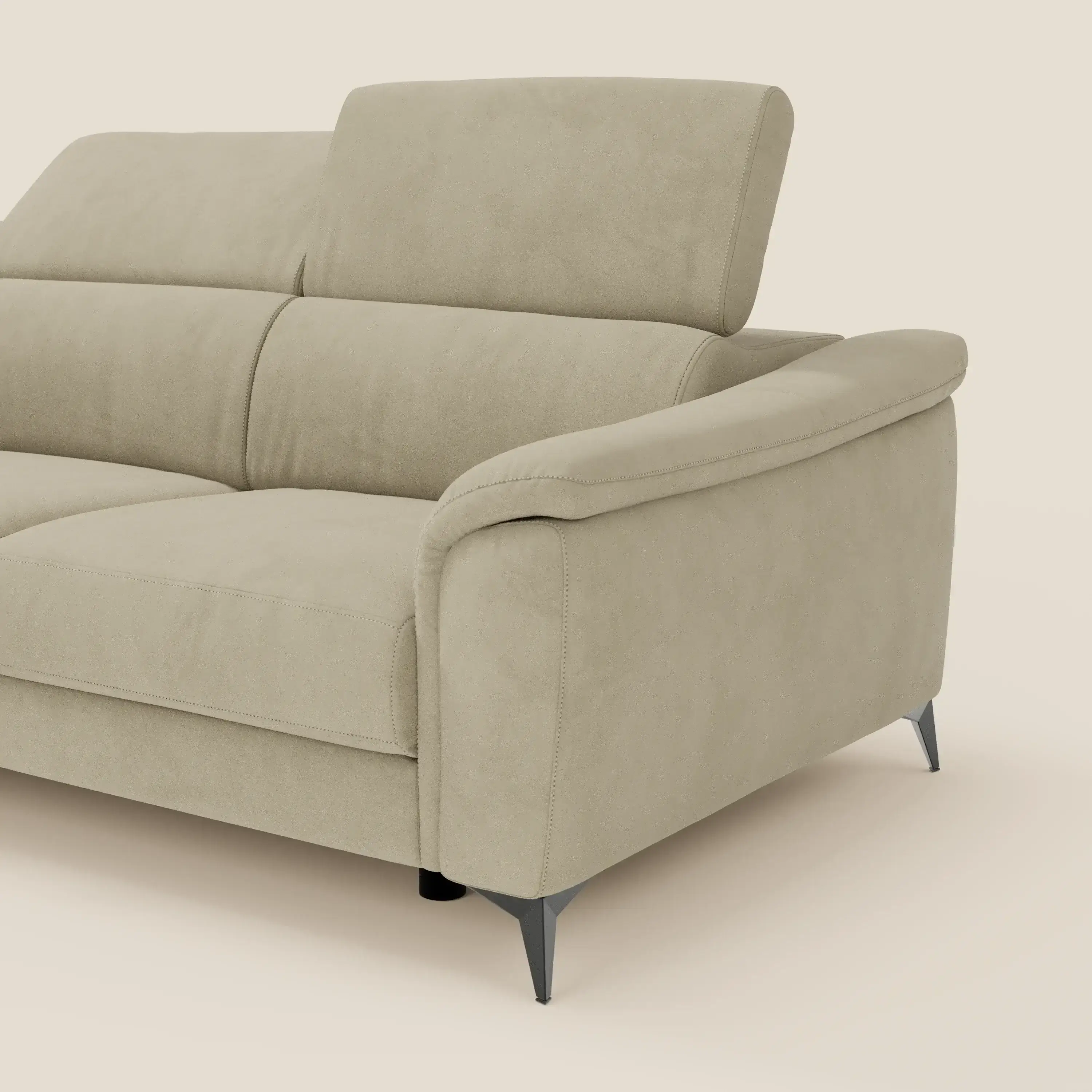 Arcos Canapé d'angle - pieds hauts et têtières inclinables en microfibre imperméable T11 beige - Image 5