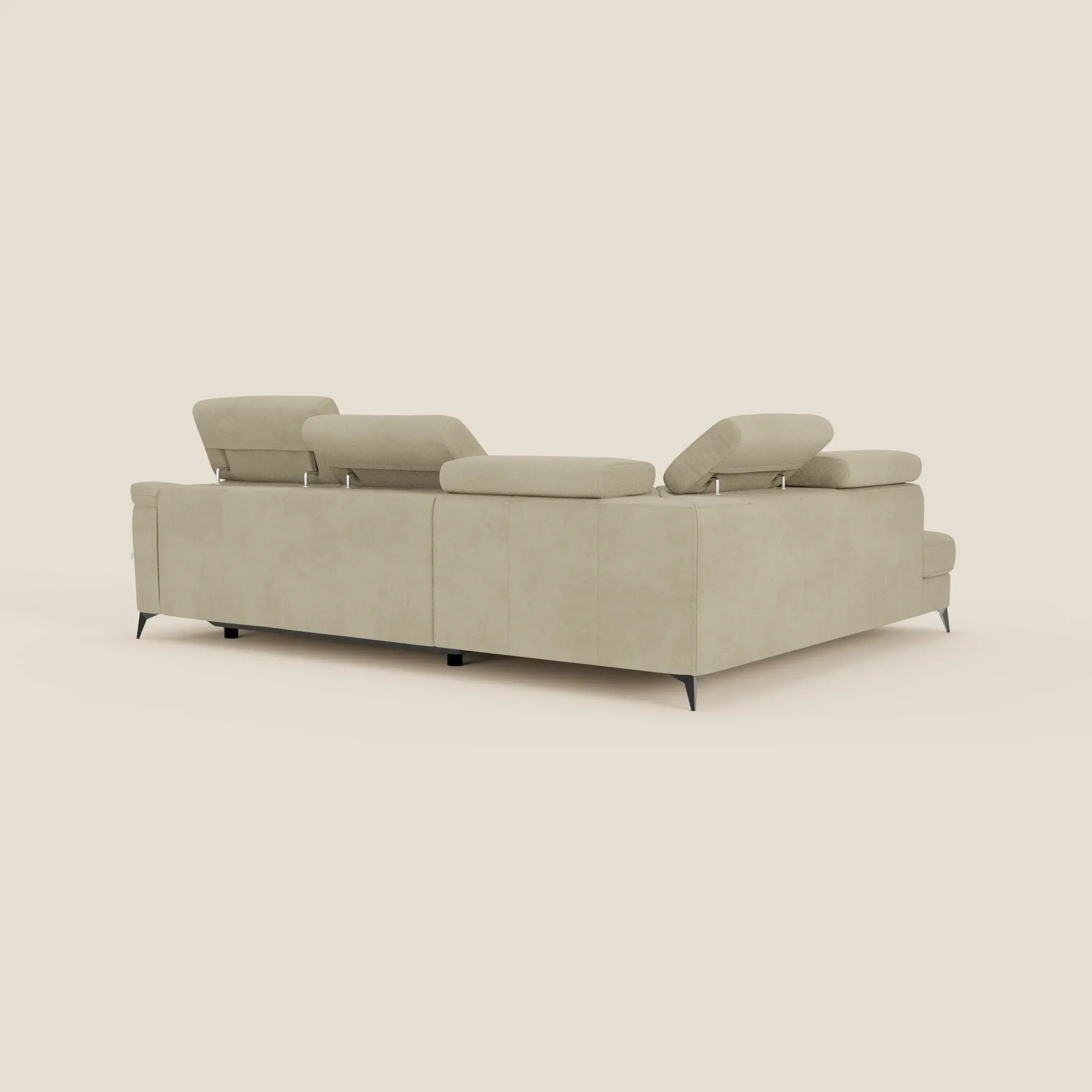 Arcos Canapé d'angle - pieds hauts et têtières inclinables en microfibre imperméable T11 beige - Image 6