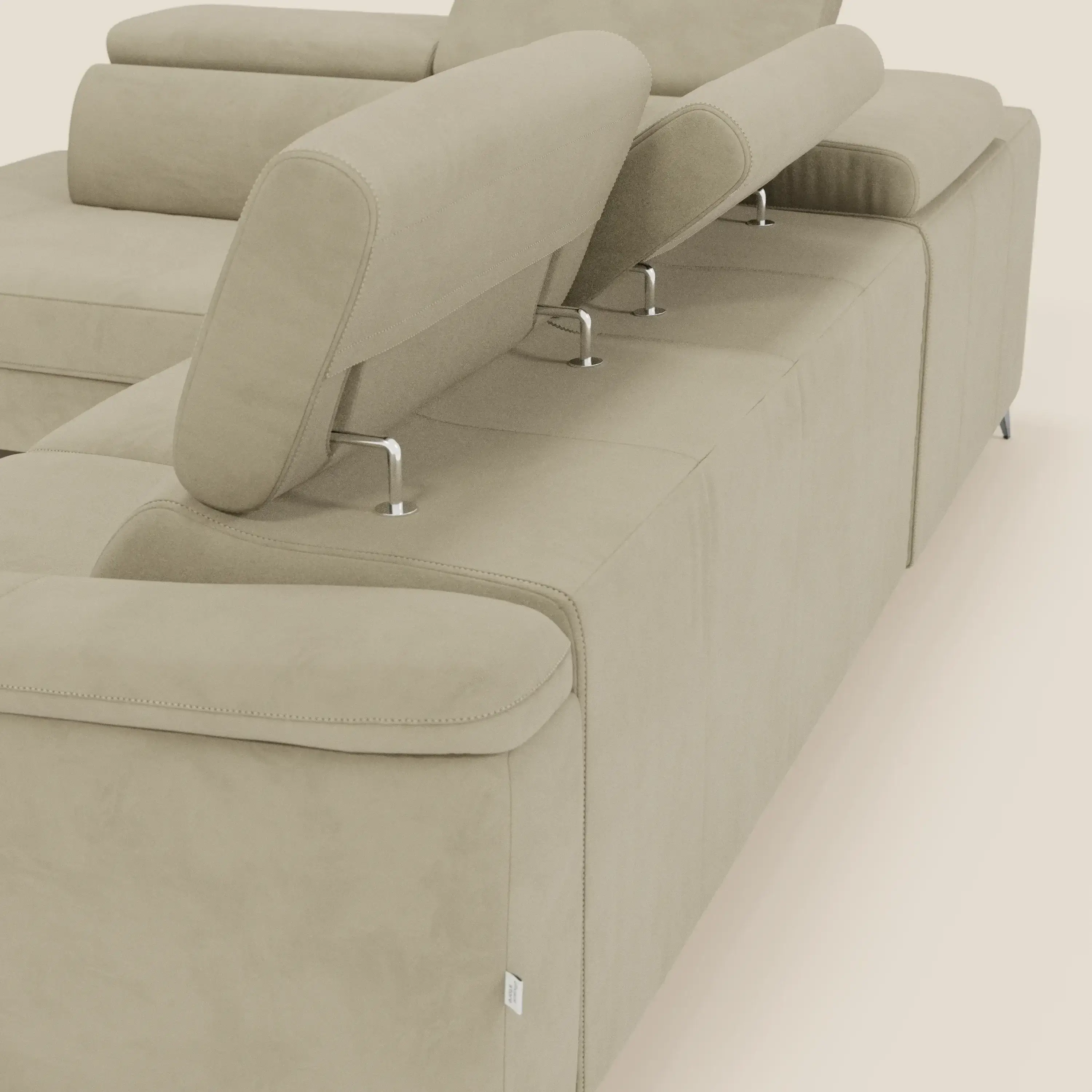 Arcos Canapé d'angle - pieds hauts et têtières inclinables en microfibre imperméable T11 beige - Image 7