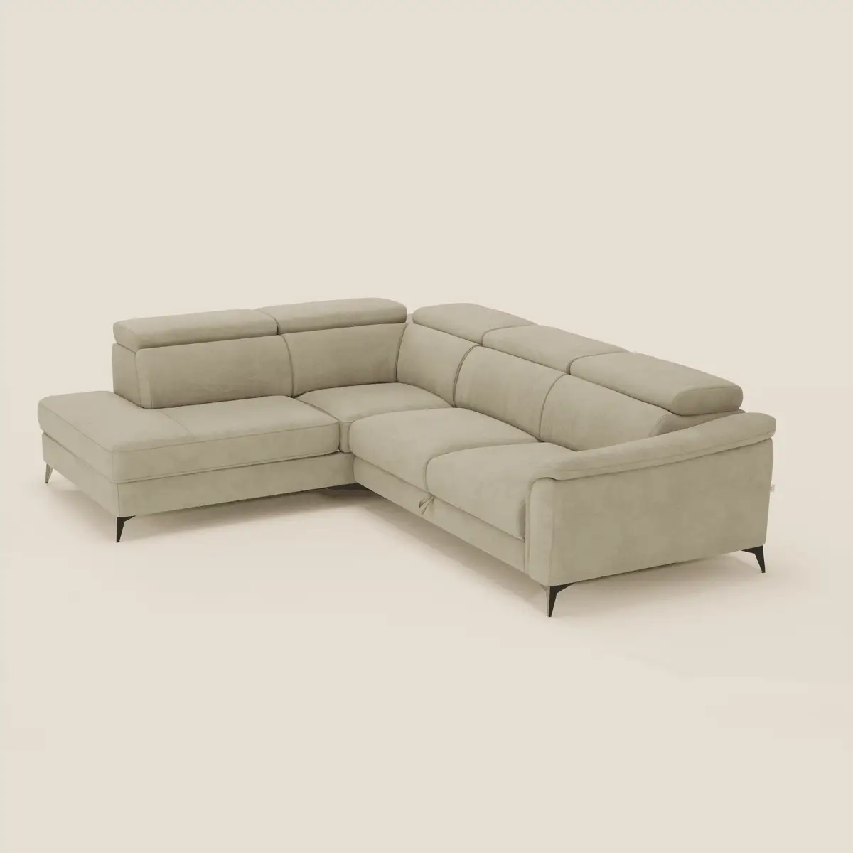 Arcos Canapé d'angle - pieds hauts et têtières inclinables en microfibre imperméable T11 beige - Image 9