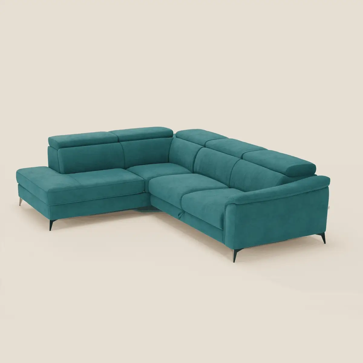 Arcos Canapé d'angle - pieds hauts et têtières inclinables en microfibre imperméable T11 bleu canard - Image 9