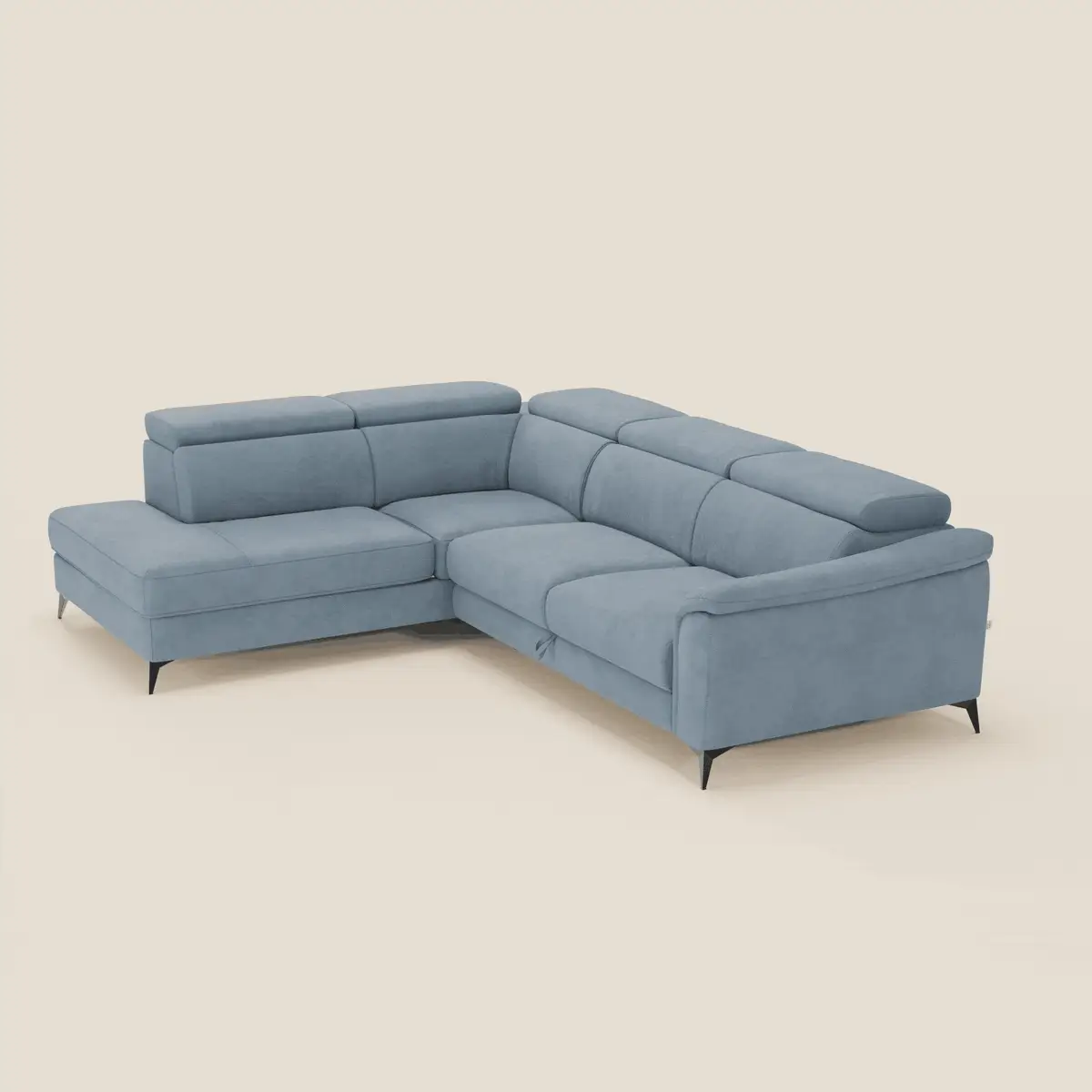 Arcos Canapé d'angle - pieds hauts et têtières inclinables en microfibre imperméable T11 bleu pastel - Image 9